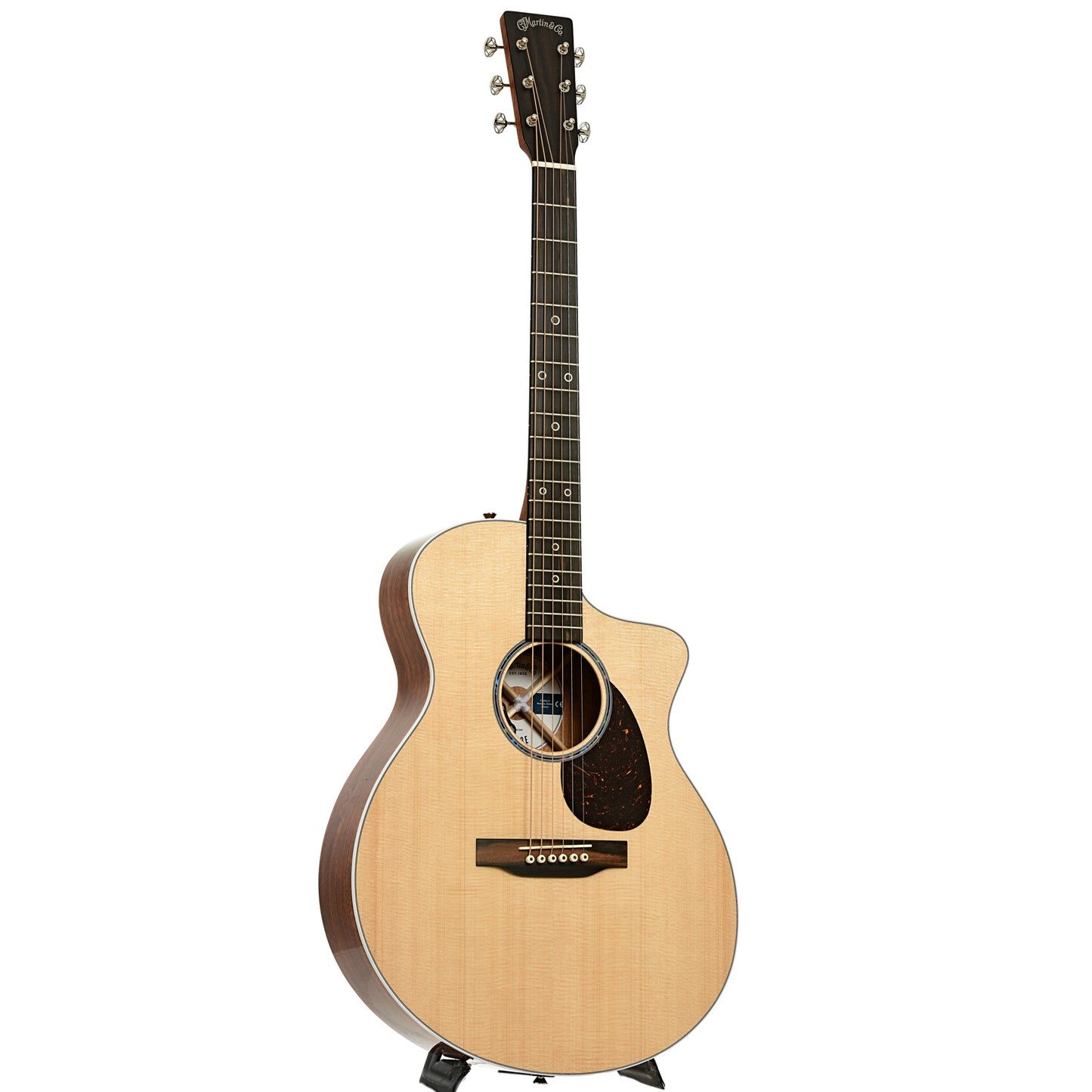 Full front and side of Martin SC-13E Modern Guitar