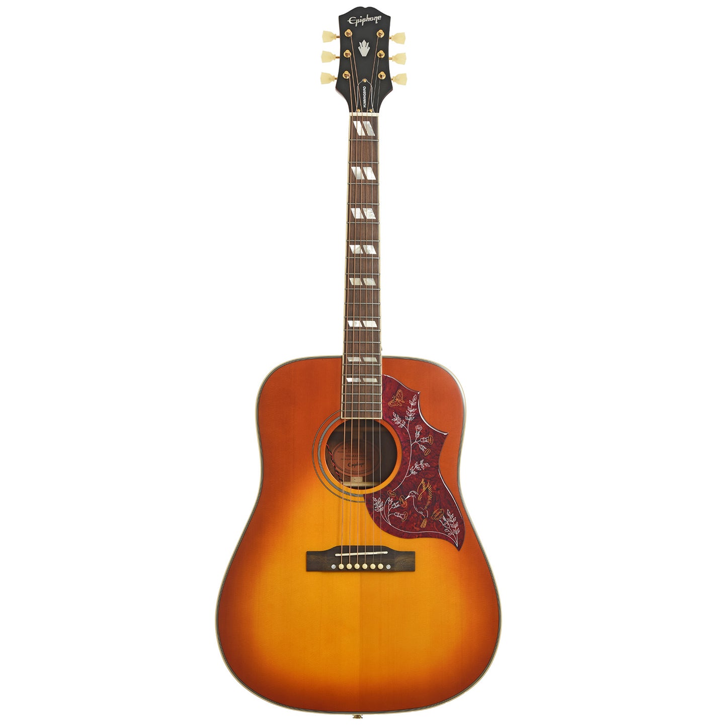 Full front of Epiphone Hummingbird Standard Acoustic Guitar