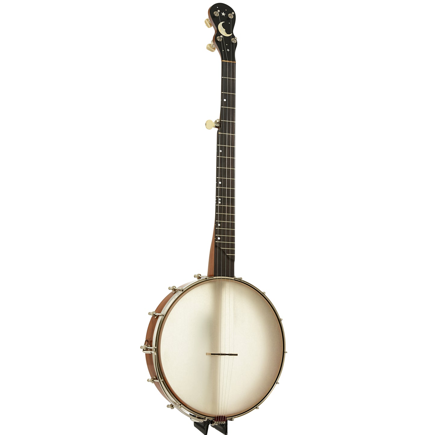 Full front and side of Chuck Lee Ovilla 12" Open Back Banjo 