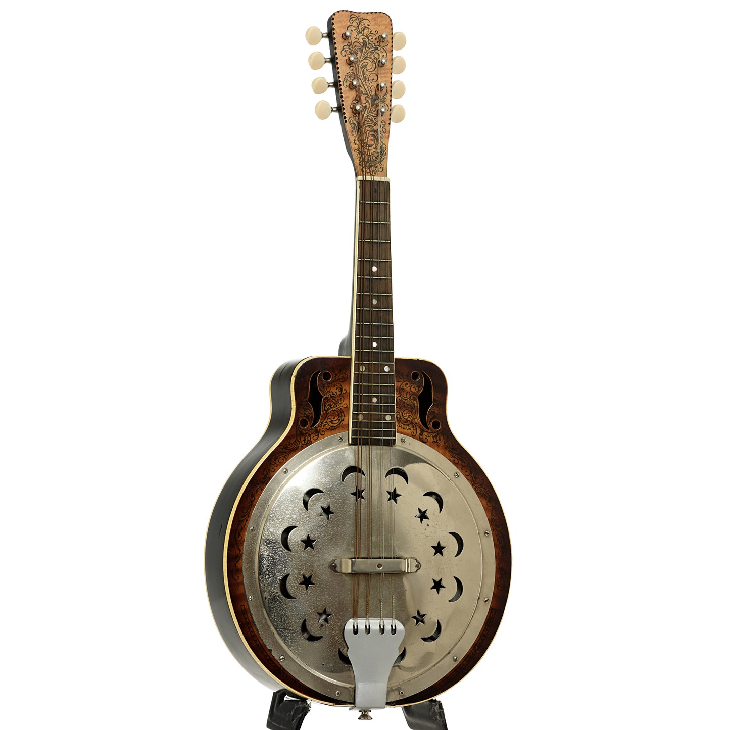 Full front and side of Dobro D-260 Resonator Mandolin