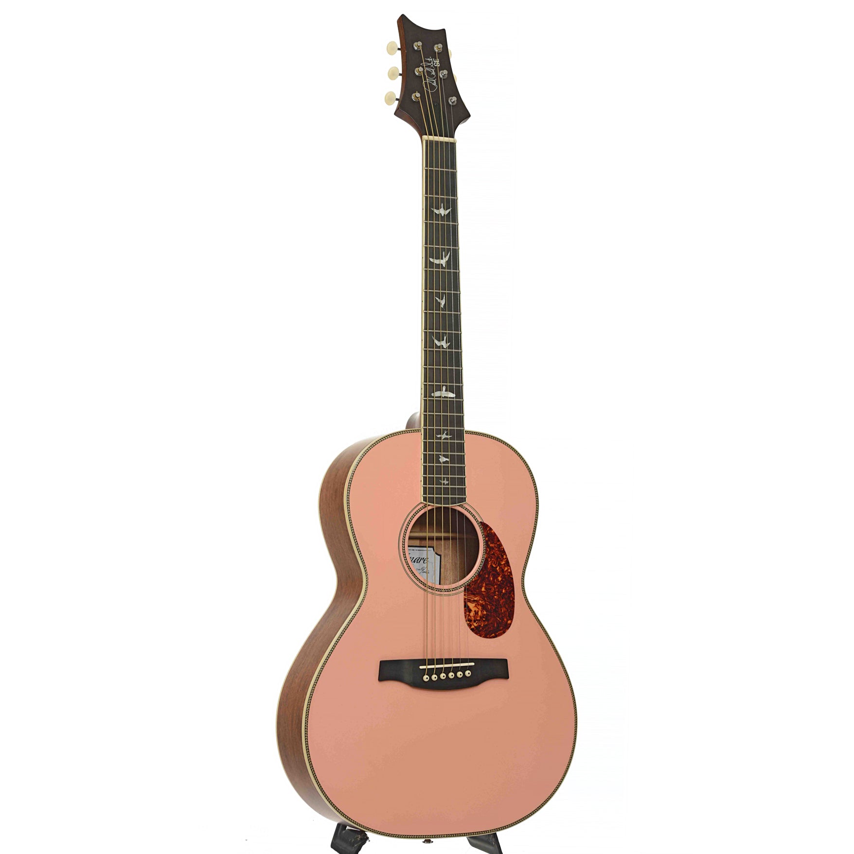 Full front and side of PRS SE P20E Lotus Pink