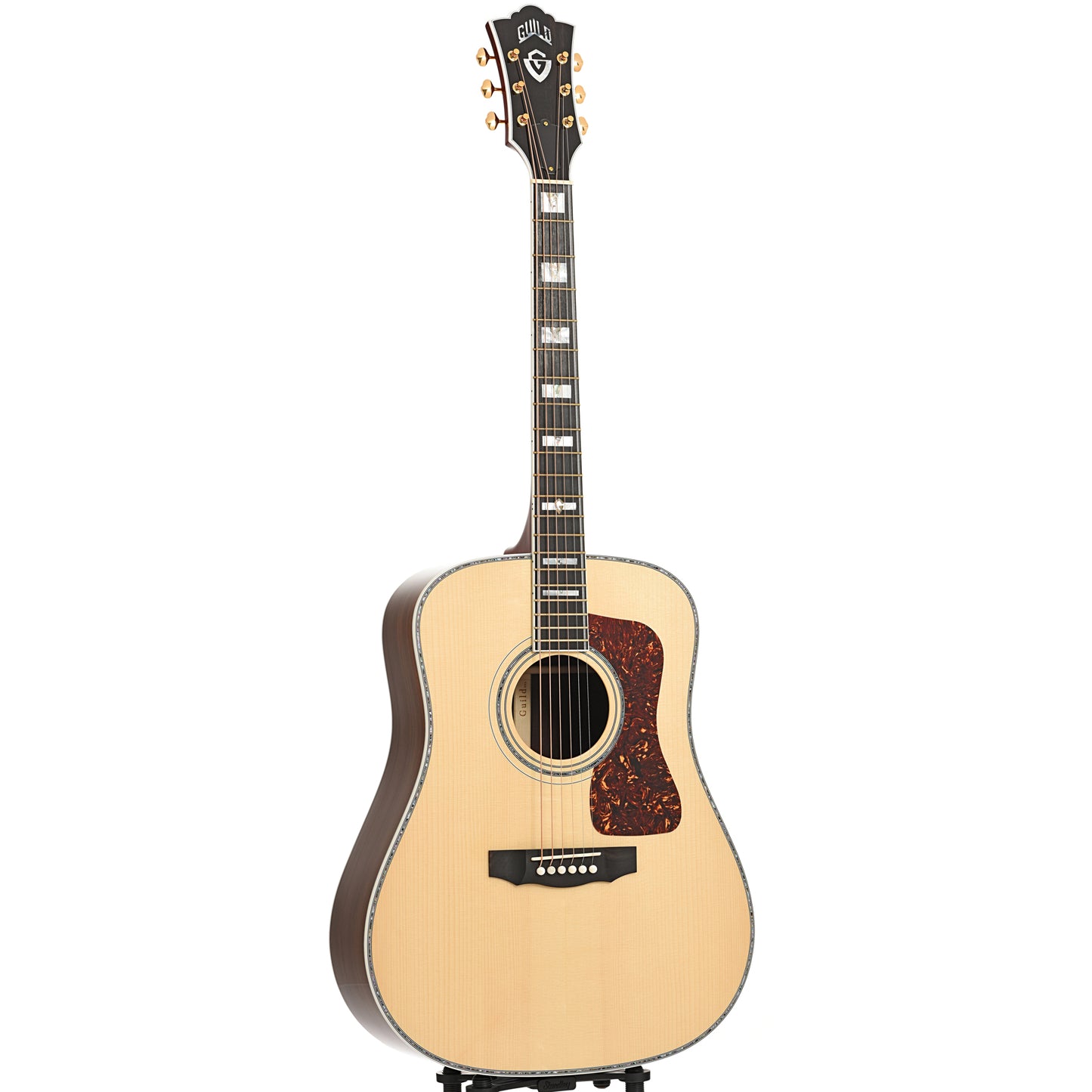 Full front and side of Guild GSR D-55 70th Anniversary Limited Edtition Dreadnought Acoustic 