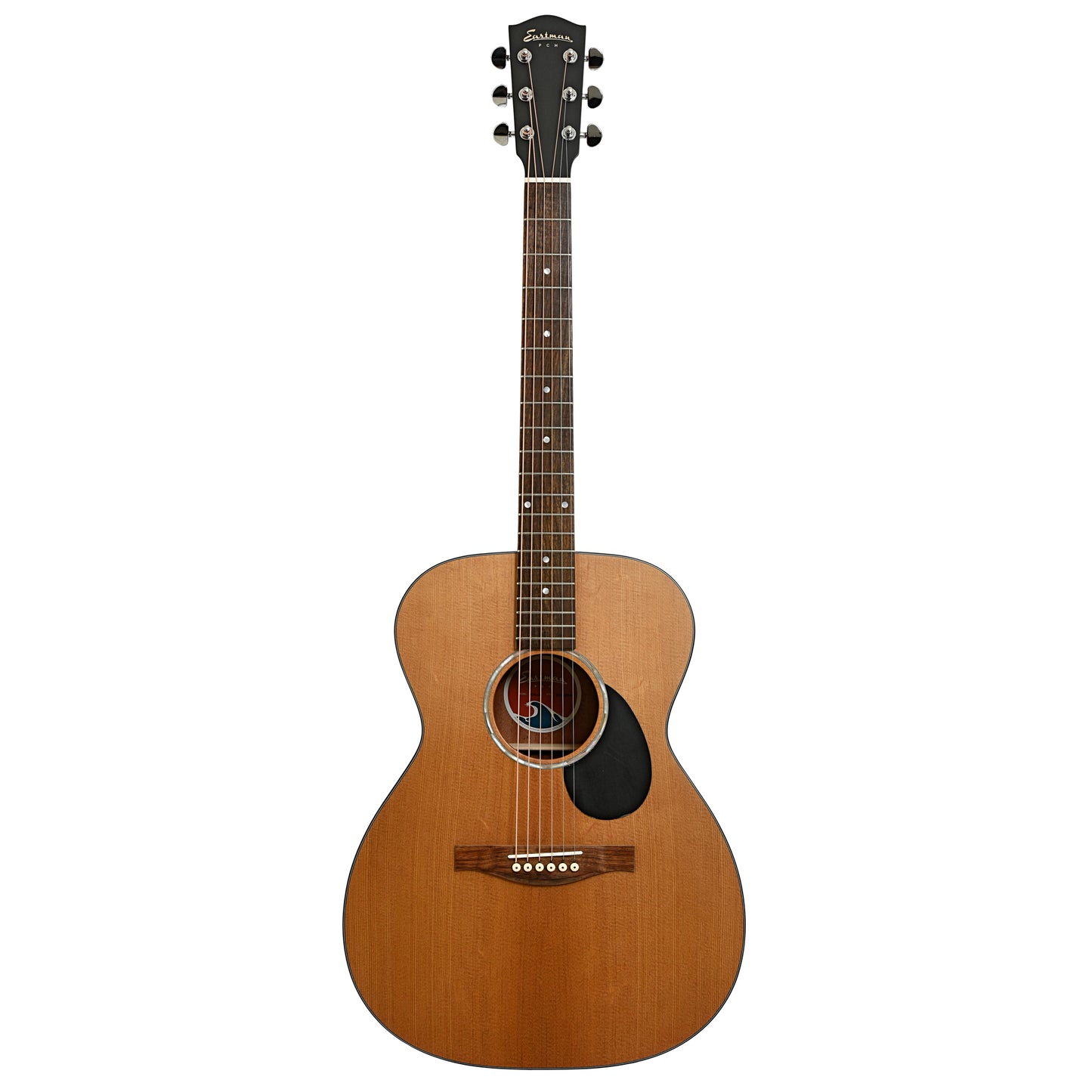 Full front of Eastman PCH1-OM "Pacifc Coast Highway" Acoustic Guitar & Gigbag, Natural Finish