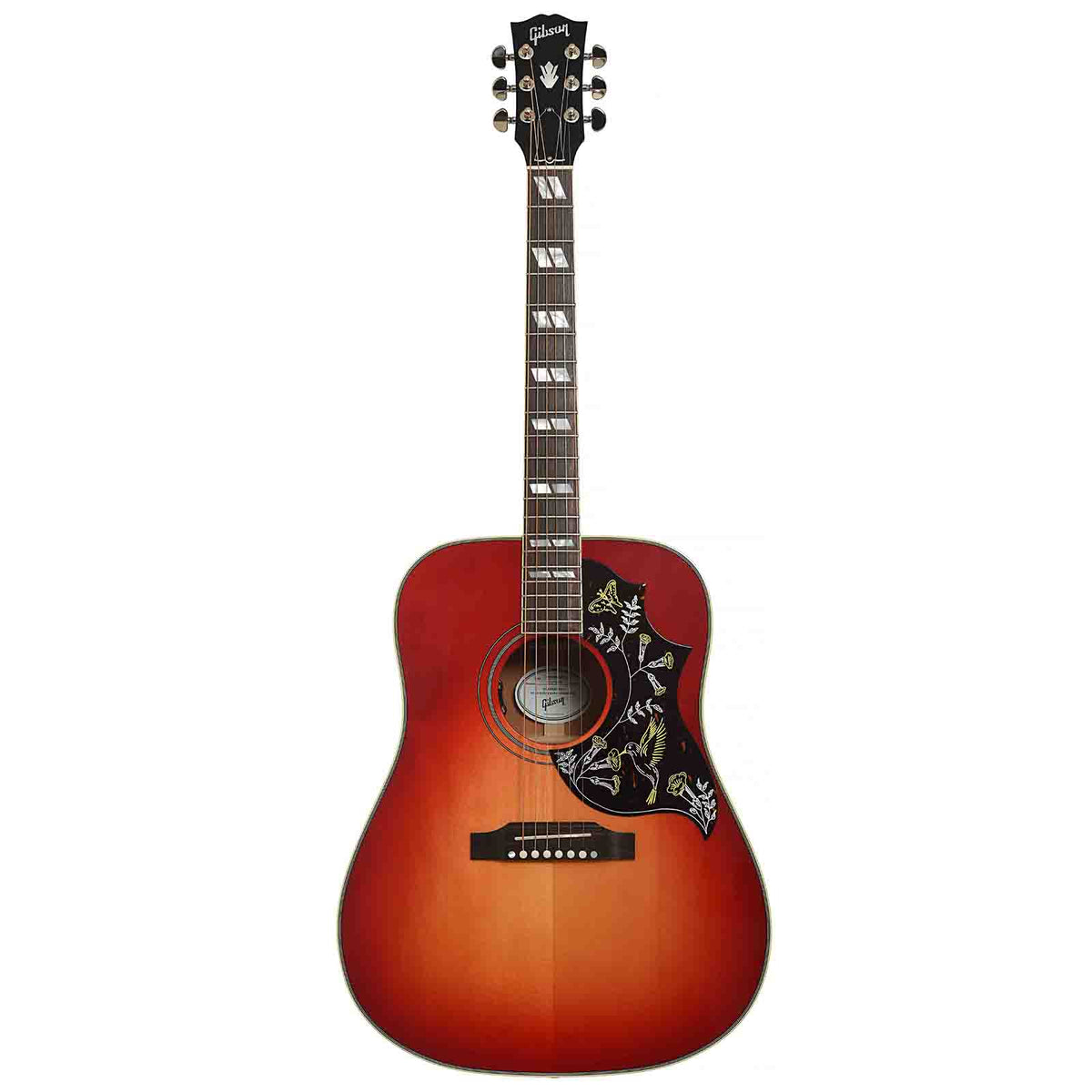 Full Front of Gibson Hummingbird Standard Acoustic Guitar & Case, Vintage Cherry Sunburst (HiFi Pickup)