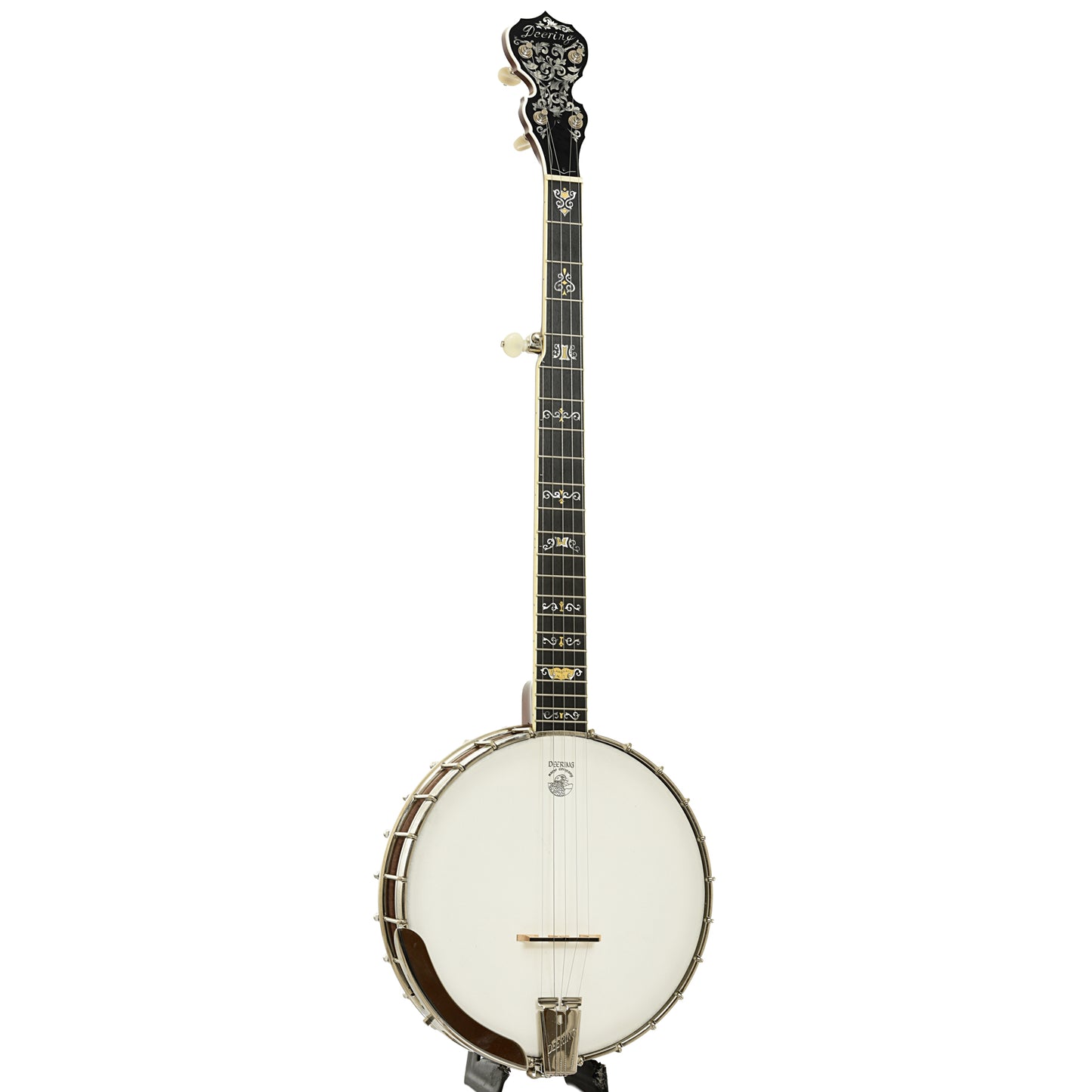 Full front and side of Deering Claw Grass 2 Open Back Banjo 