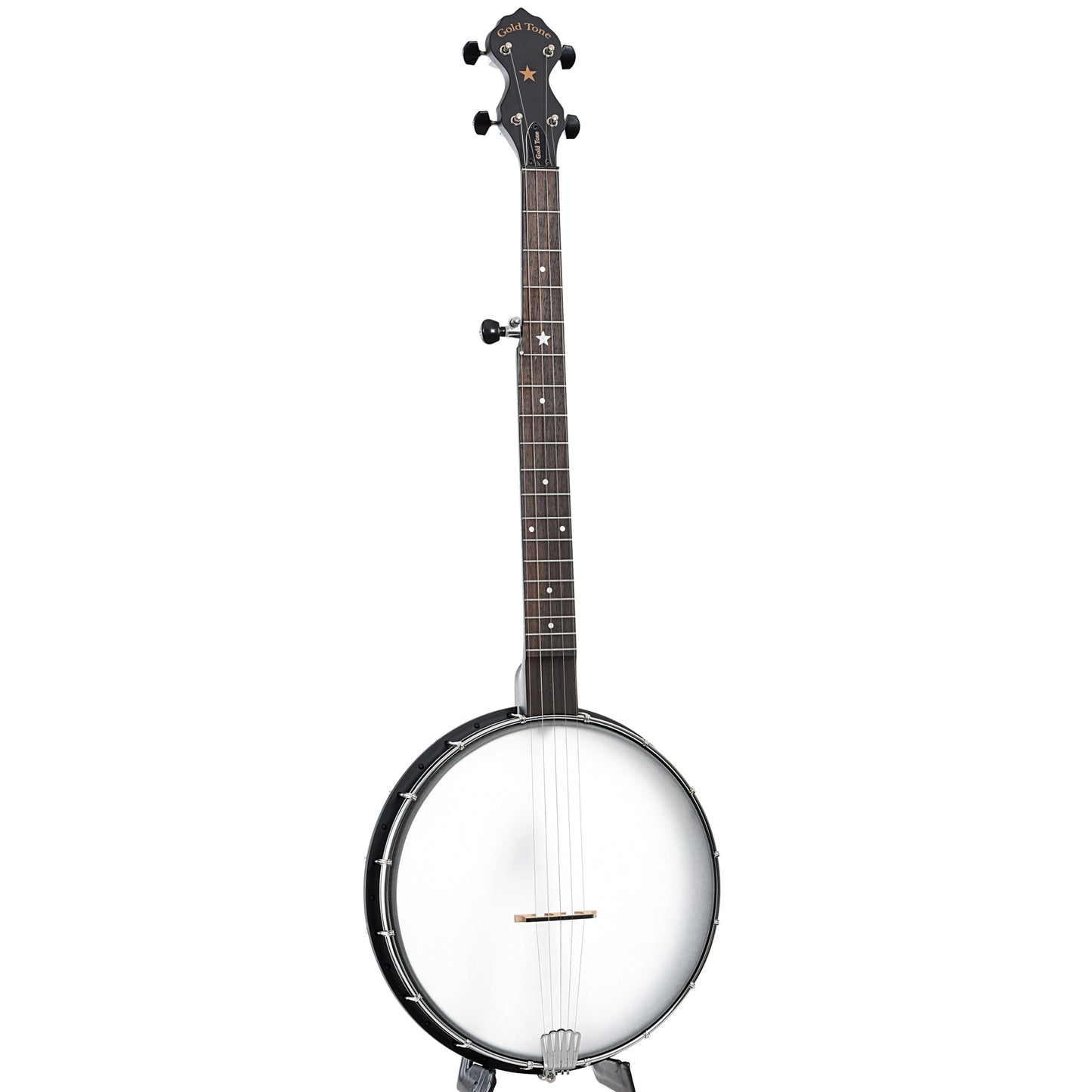 Full front and side of Gold Tone AC-12 12" Openback Banjo