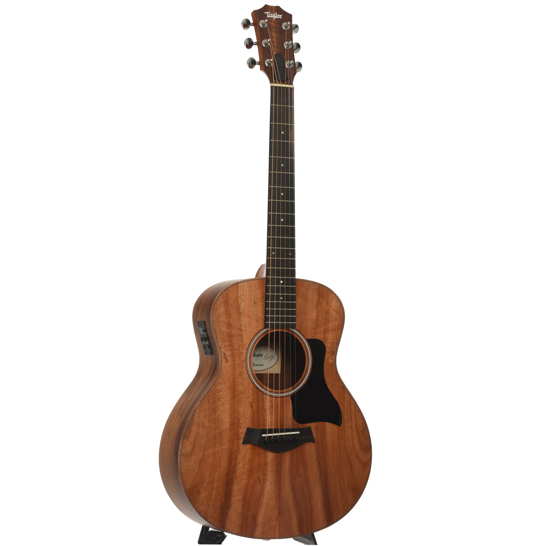 Full front and side of Taylor GS Mini E Koa Acoustic-Electric Guitar 