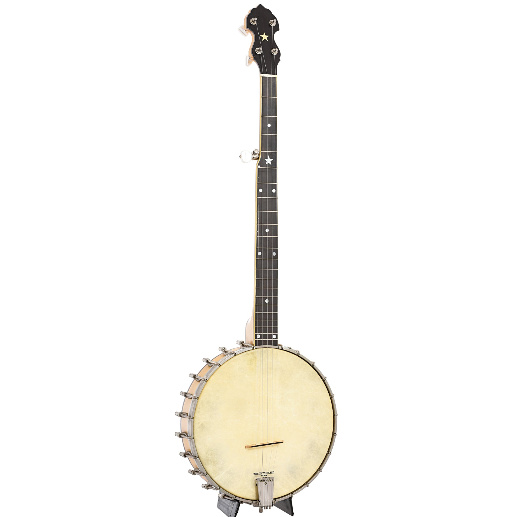 Full front and side of Bart Reiter Professional Open Back Banjo (1996)