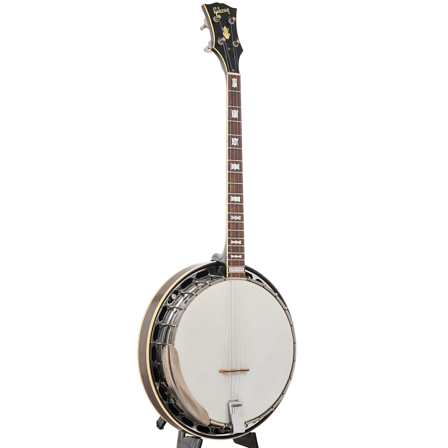 Full front and side of Gibson TB-250 Tenor Banjo 