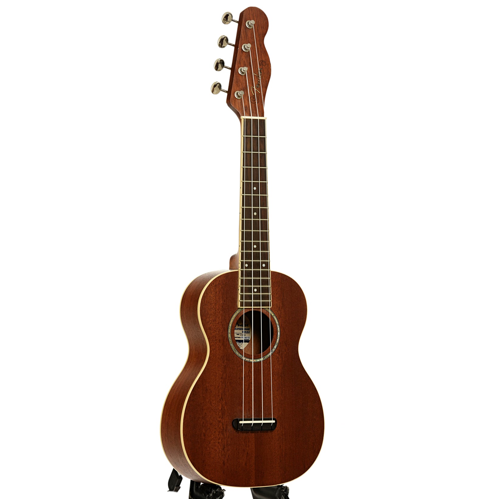 Full front and side of Fender Zuma Concert Ukulele