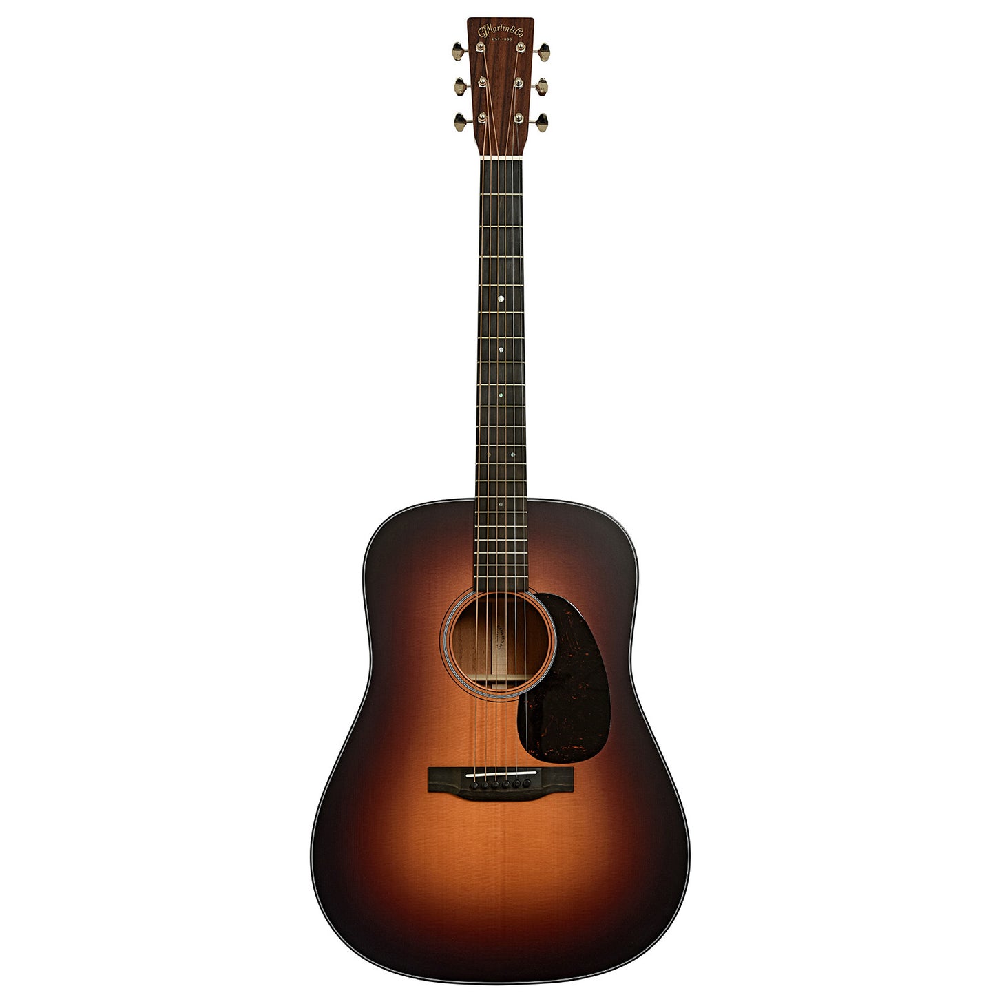 Full front of Martin D-18 Satin Sunburst Acoustic Guitar 