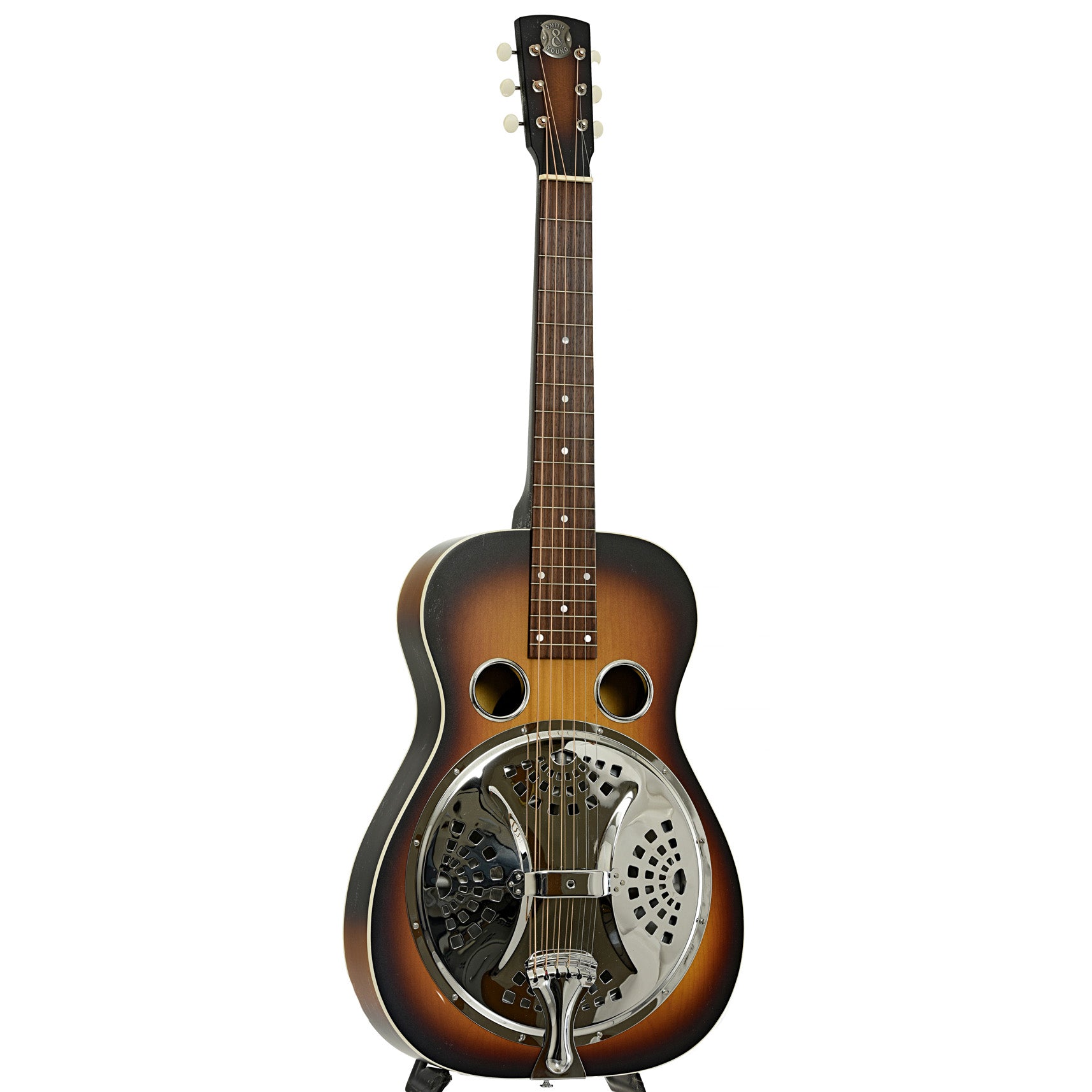 Full front and side of Smith & Young Model 11 Squareneck Resonator Guitar