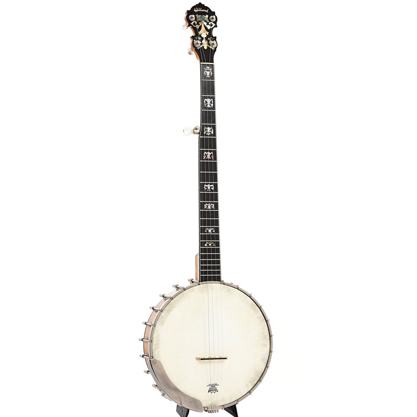 full front and side of Wildwood Artist Open Back Banjo (c.1990)