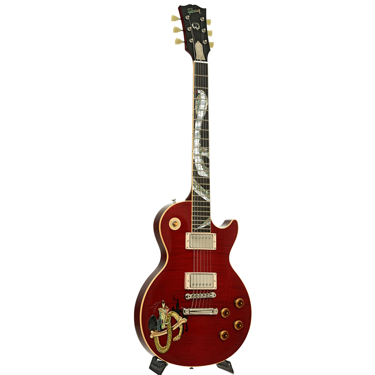 Full front and side of Gibson Custom Shop Slash Signature Snakepit Les Paul Electric Guitar