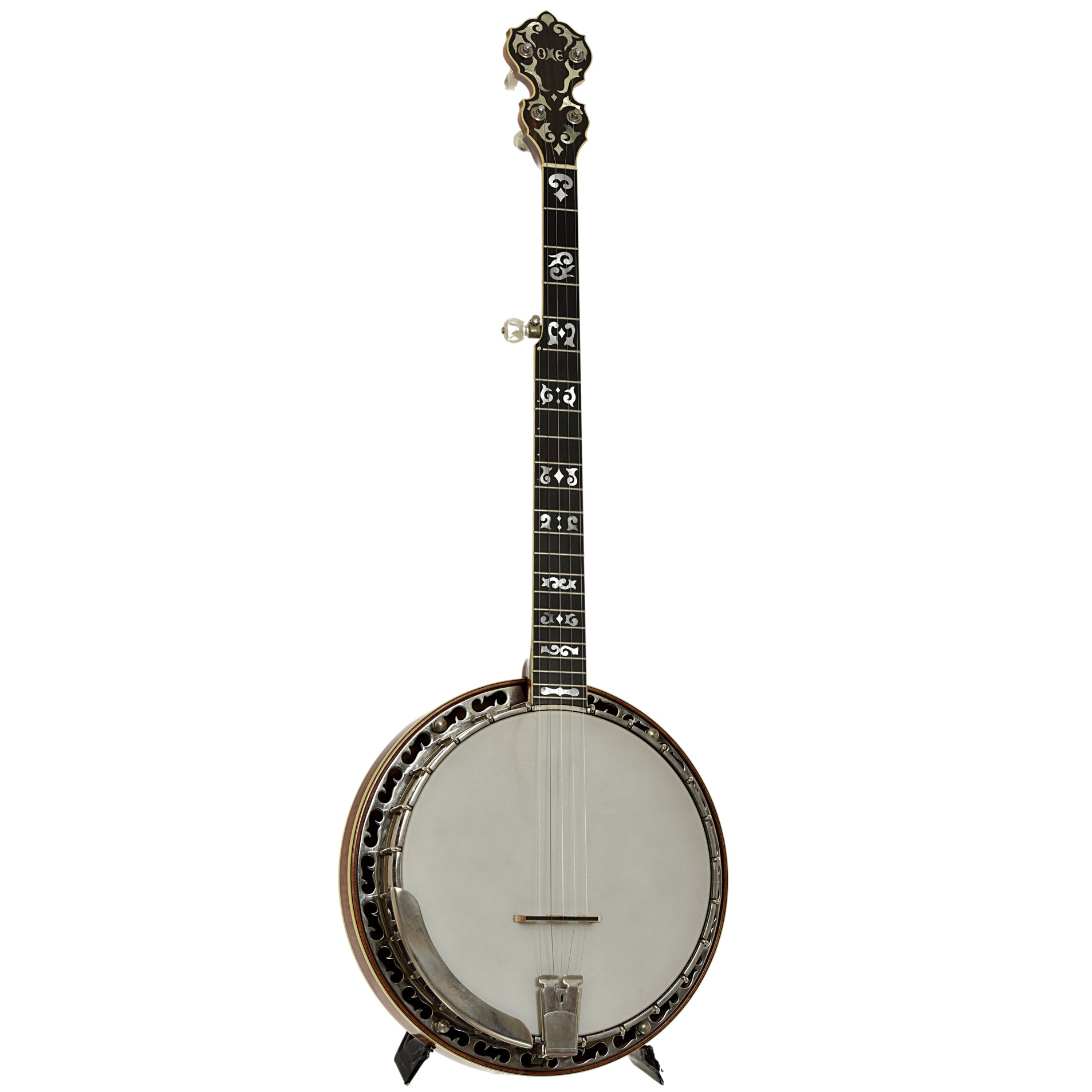 Full front and side of Ome Juggernaut Resonator Banjo