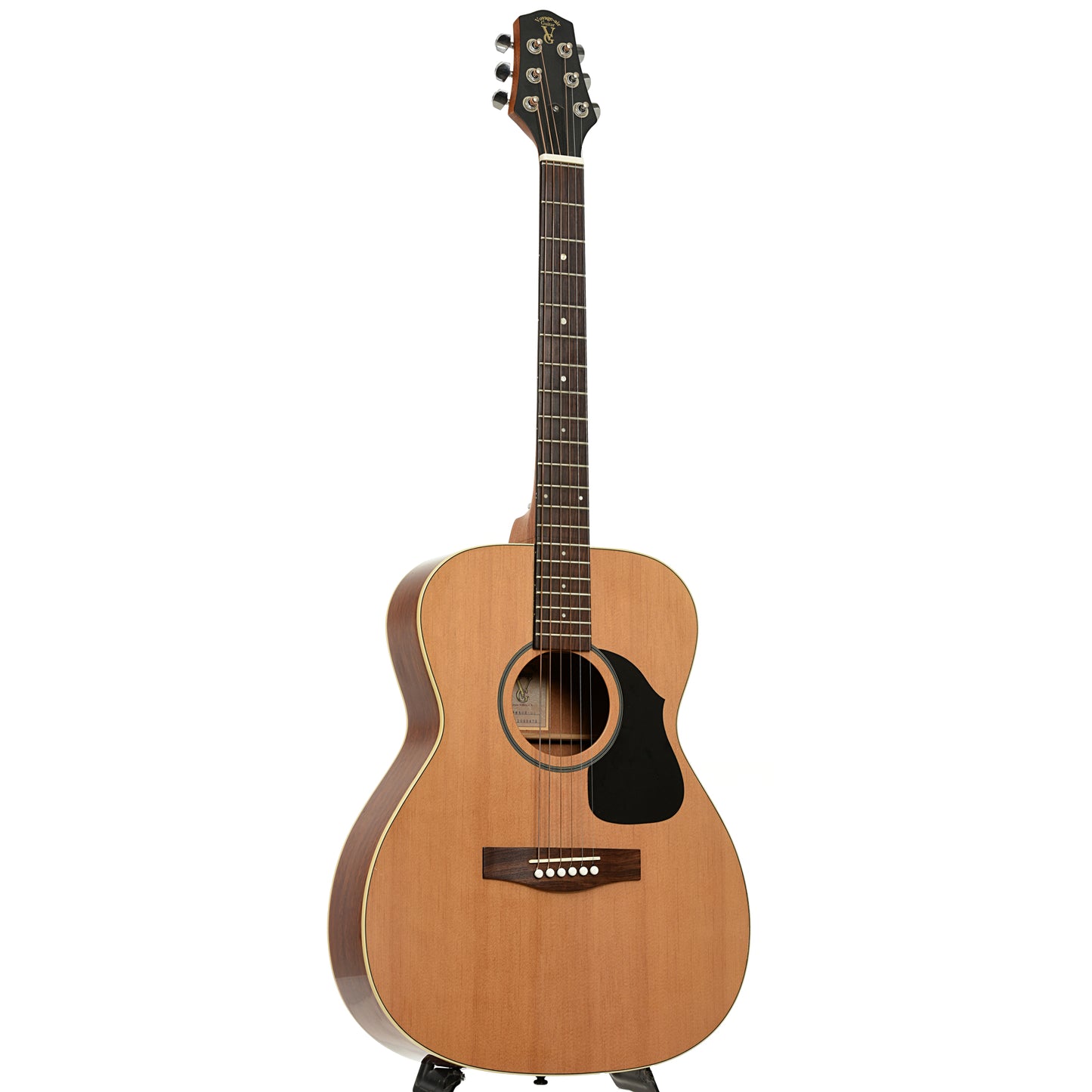 Full front and side of Voyage Air VAOM-04 Travel Acoustic Guitar 
