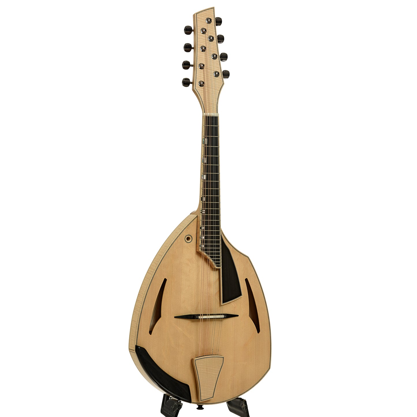 Full front and side of Martino Quintavalla F-Jazz Mandolin