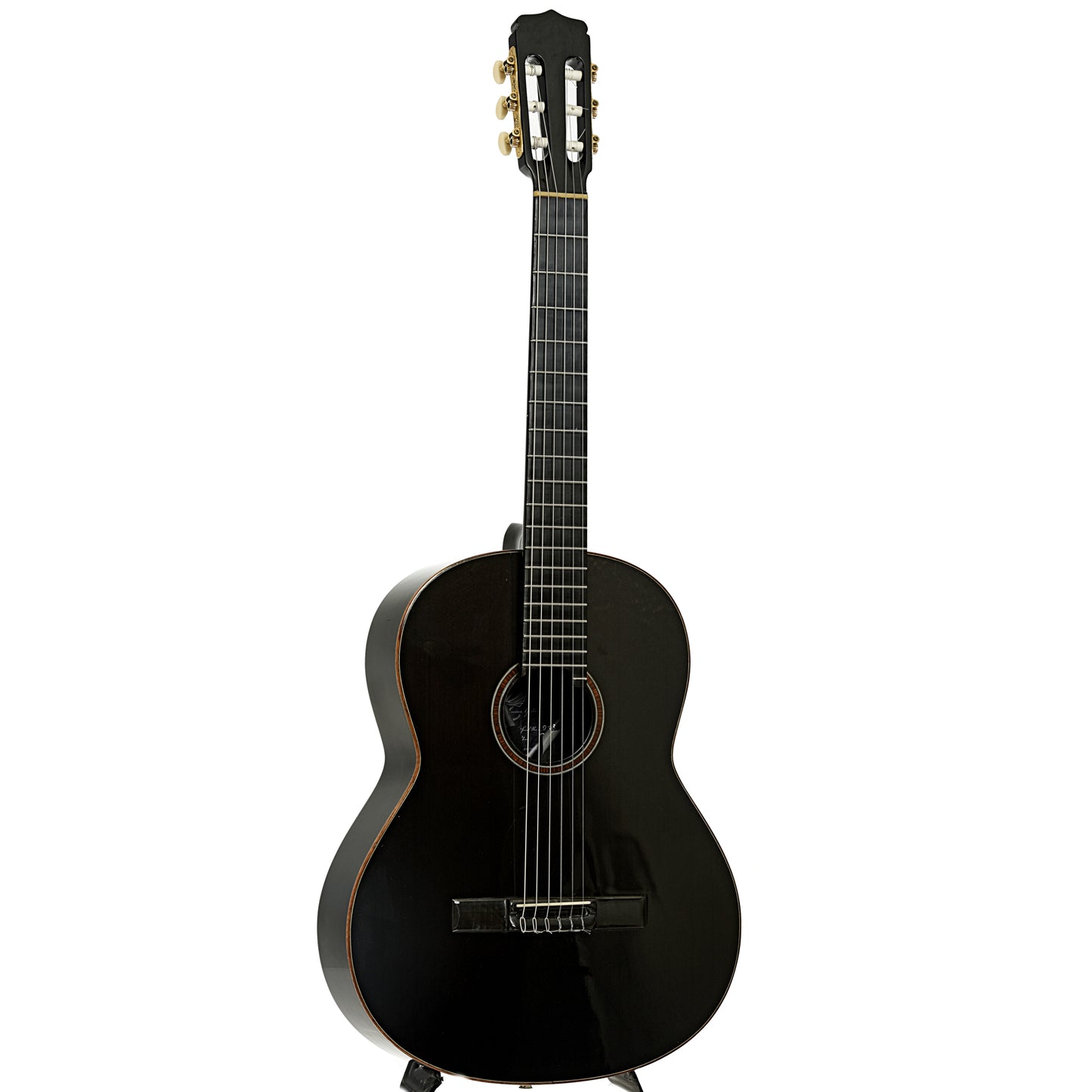Full front and side of Leviora C-2 Carbon Fiber Classical Guitar