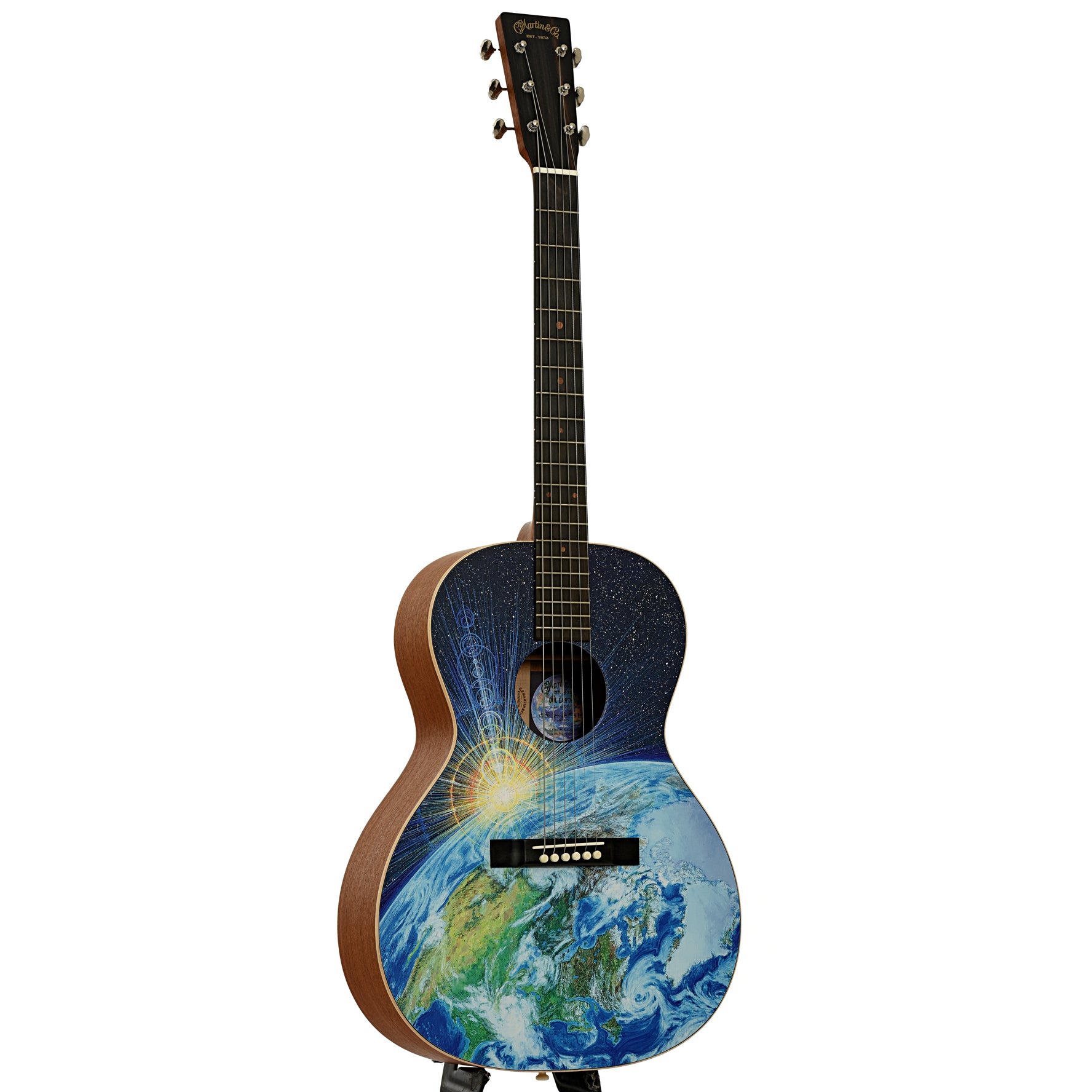 Full front and side of Martin 00L-17 Earth Guitar 