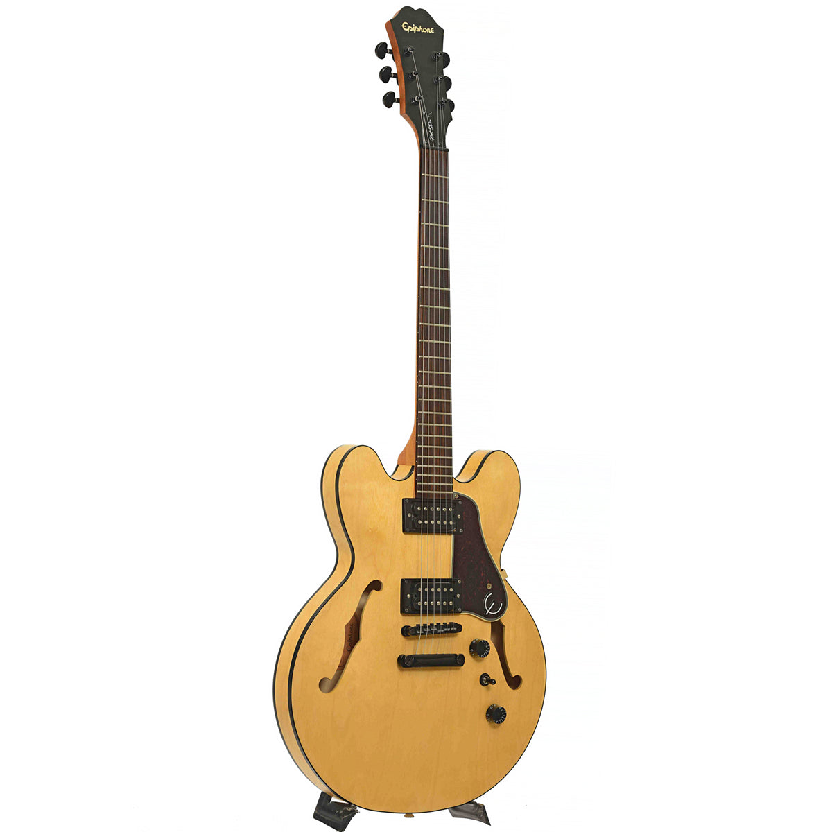 Full front and side of Epiphone Dot Studio