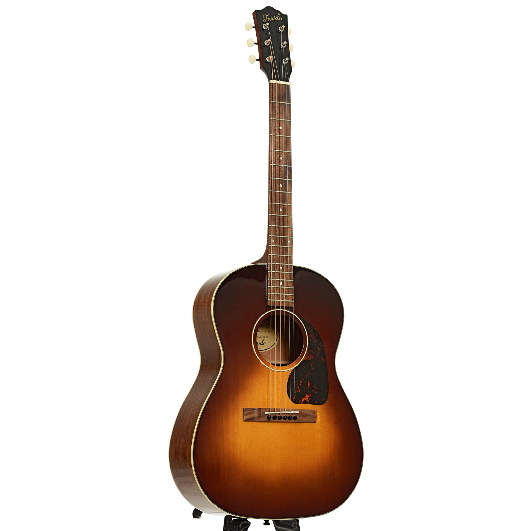 Full front and side of Farida Old Town Series OT-22 VBS Acoustic Guitar
