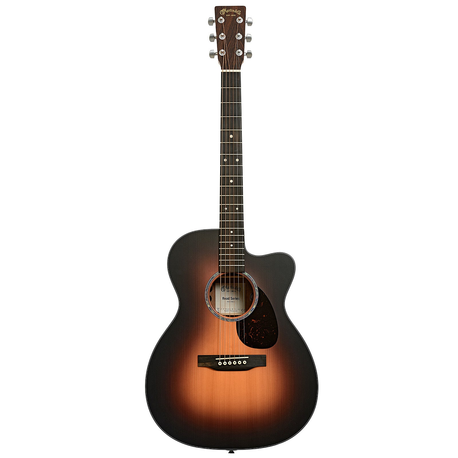 Full front of Martin OMC-10E Modern Sunburst Guitar