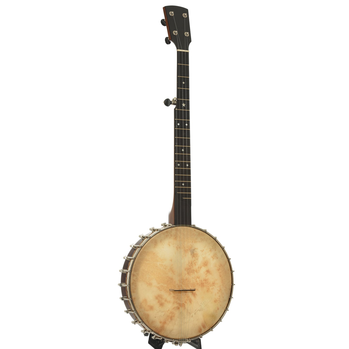 Full front and side of Rickard Dobson Custom Openback Banjo 