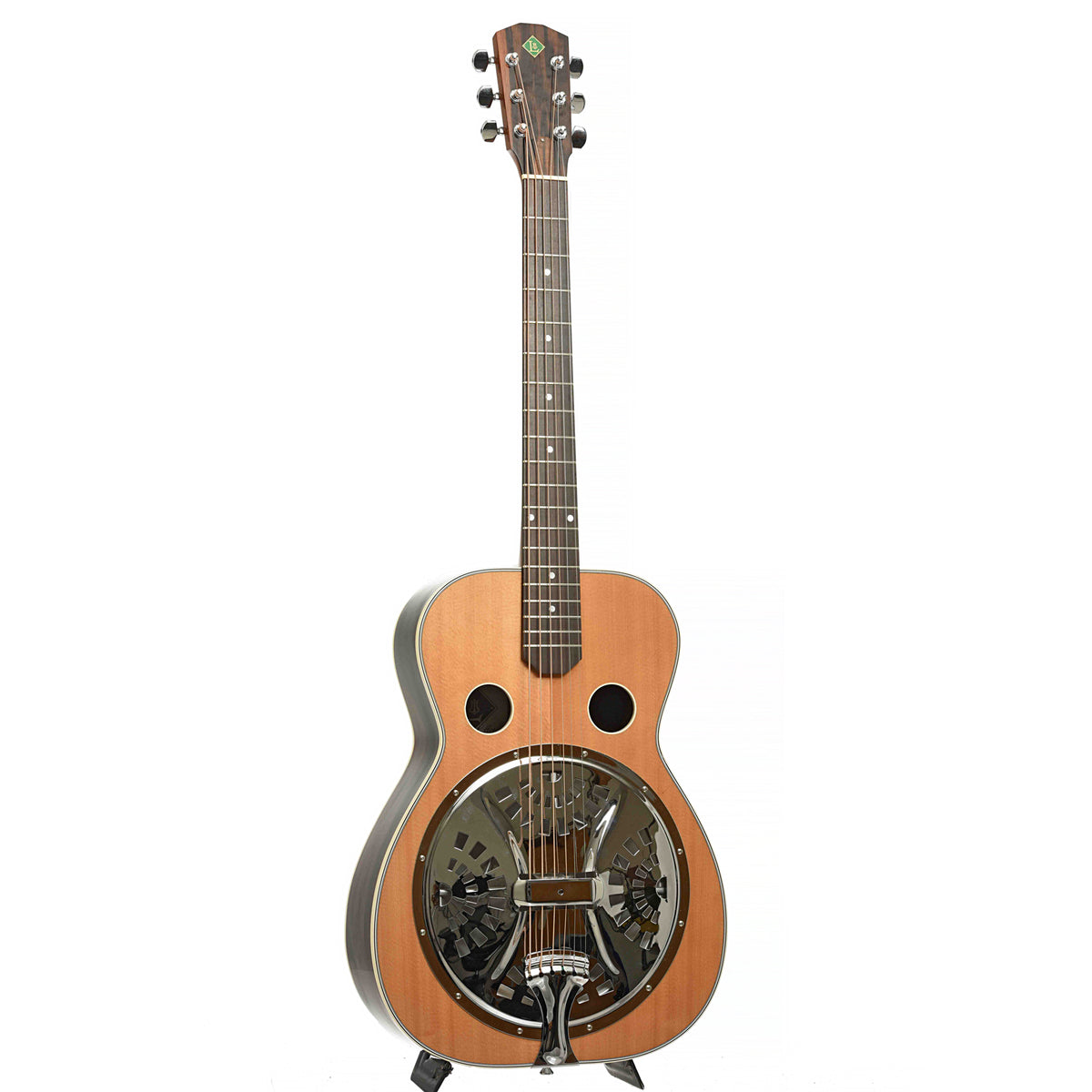 Full Front & Side of Ralph Luttrell T-100B Roundneck Baritone Resonator Guitar