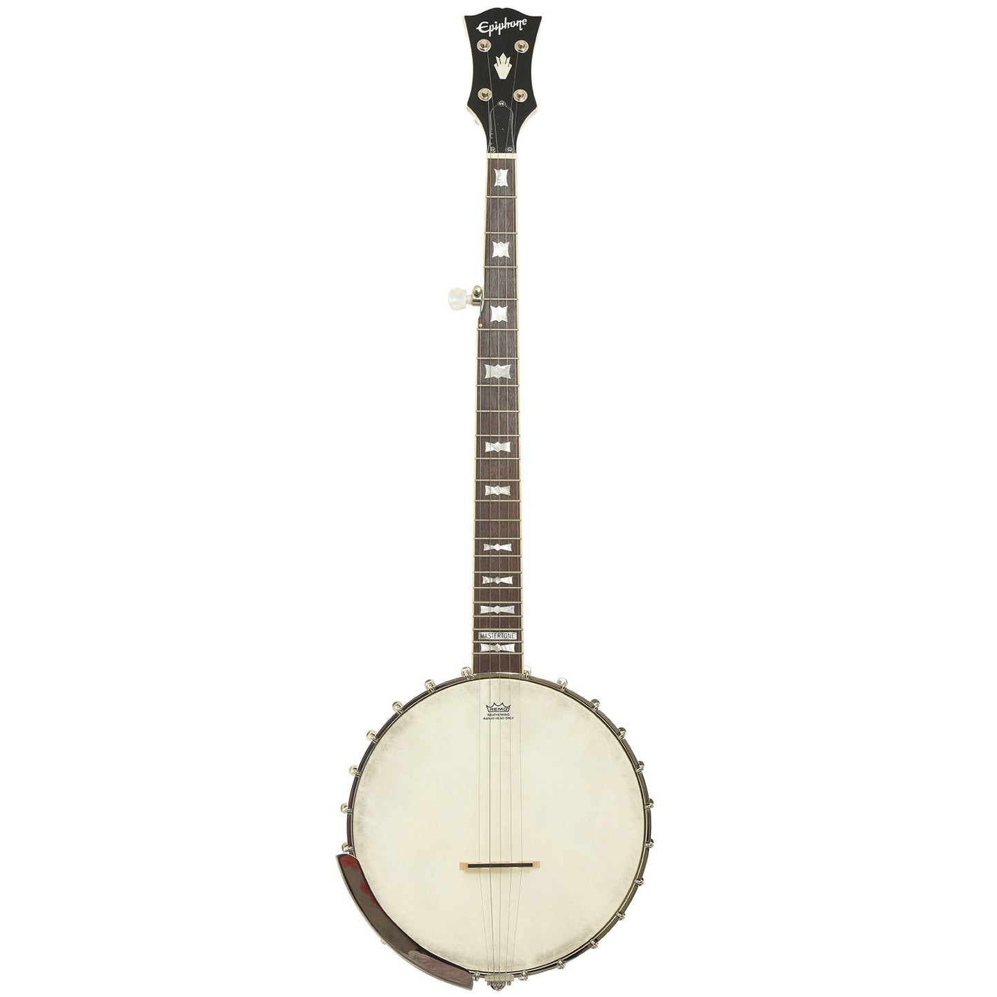 Full front of Epiphone Mastertone Bowtie Openback Banjo 