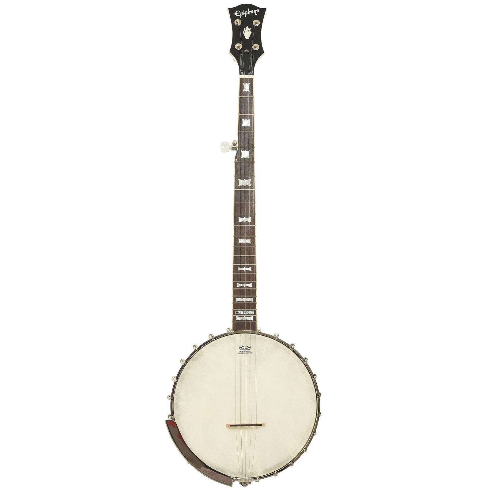 Full front of Epiphone Mastertone Bowtie Openback Banjo 