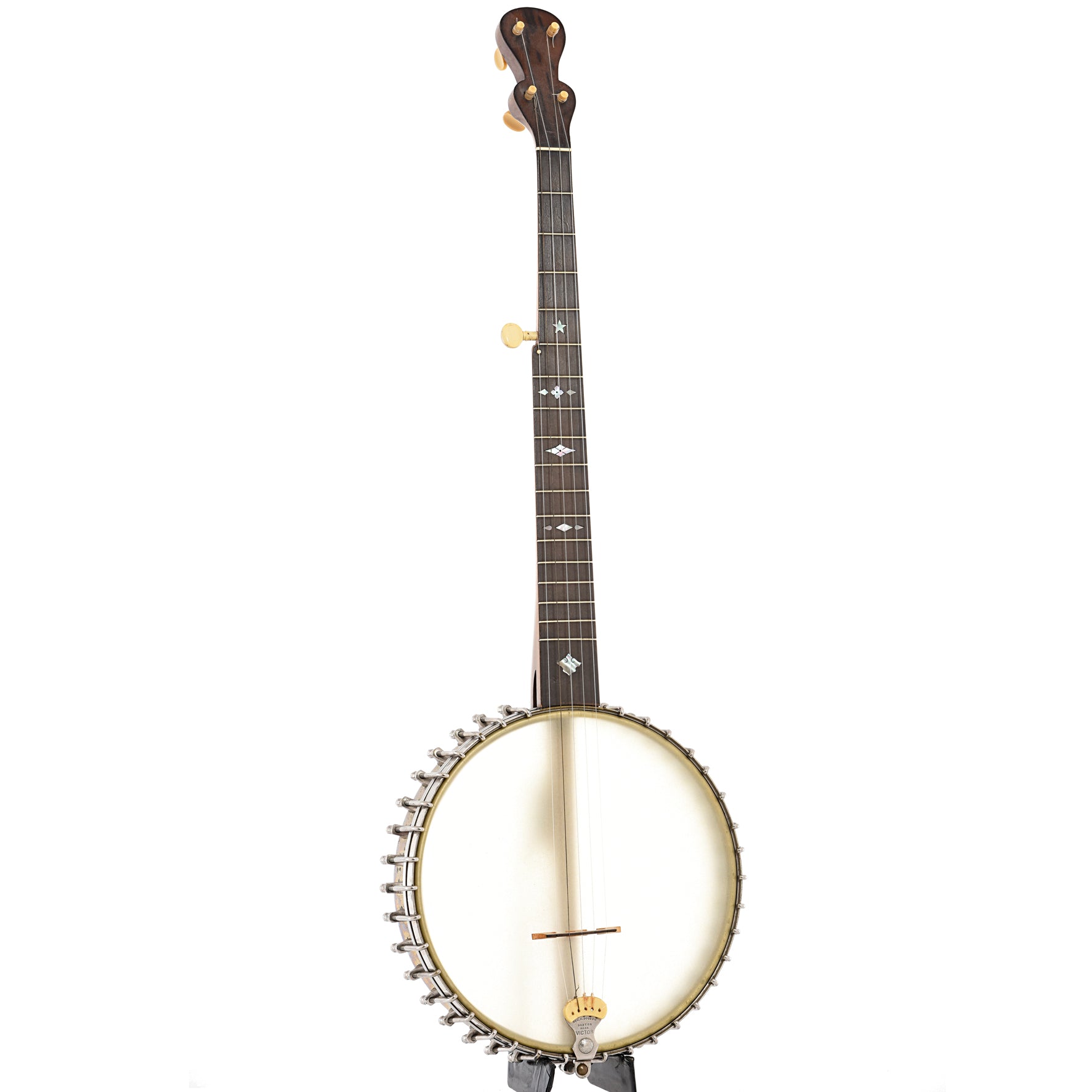 Full front and side of Dobson Victor No.2 Specialty Openback Banjo (c.1887)