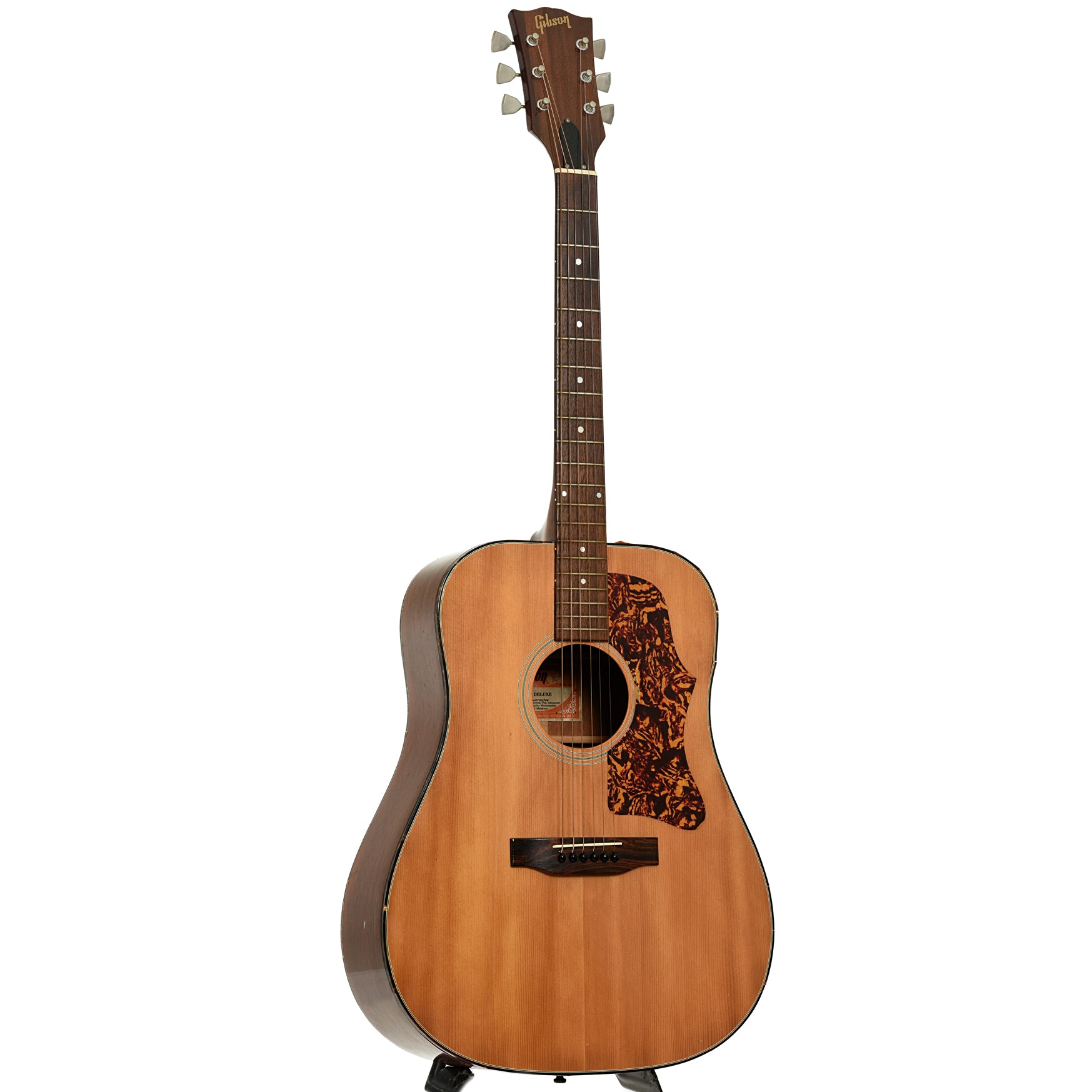 Full front and side of Gibson J-50 Deluxe Acoustic Guitar