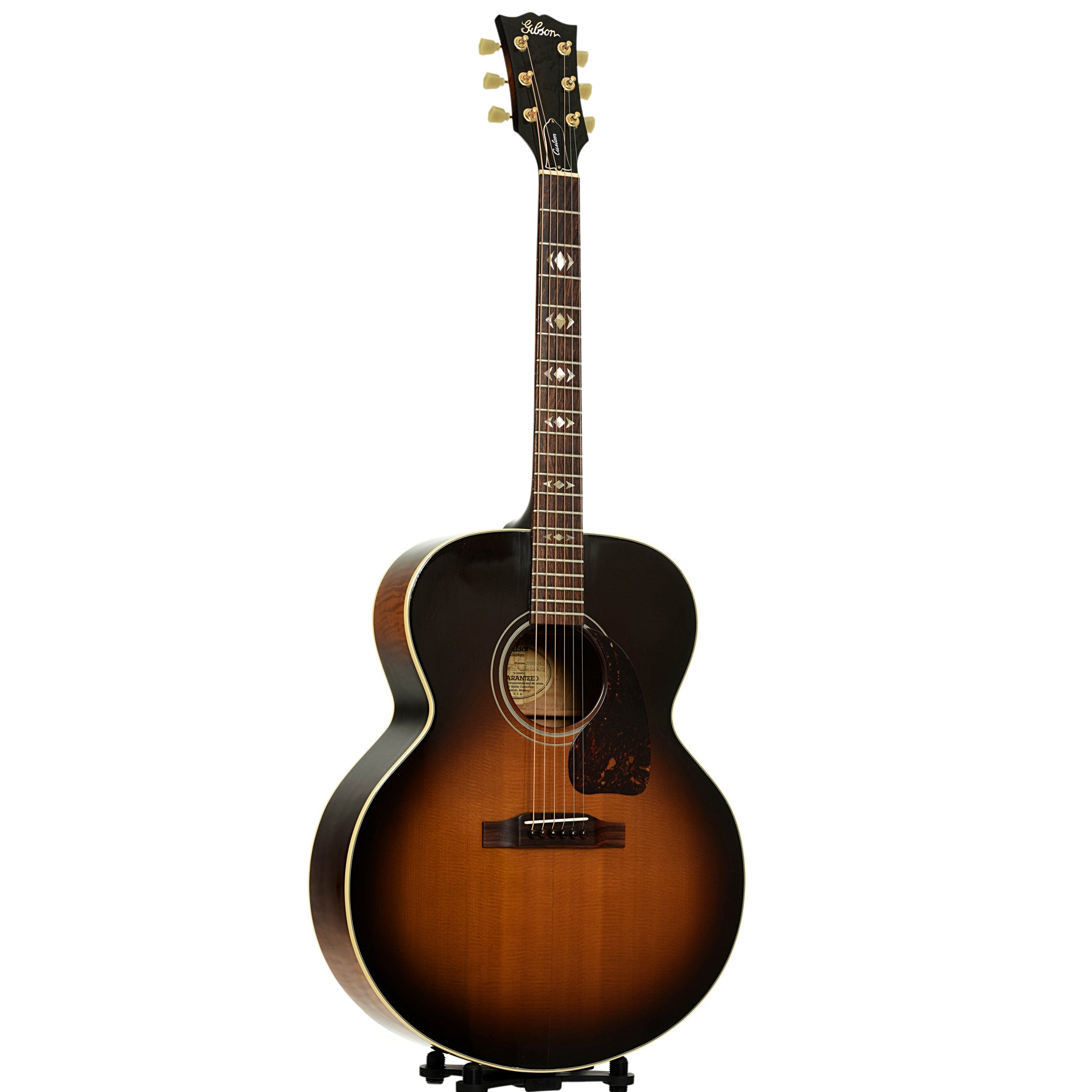 Full front and side of Gibson J-100 Custom Acoustic Guitar