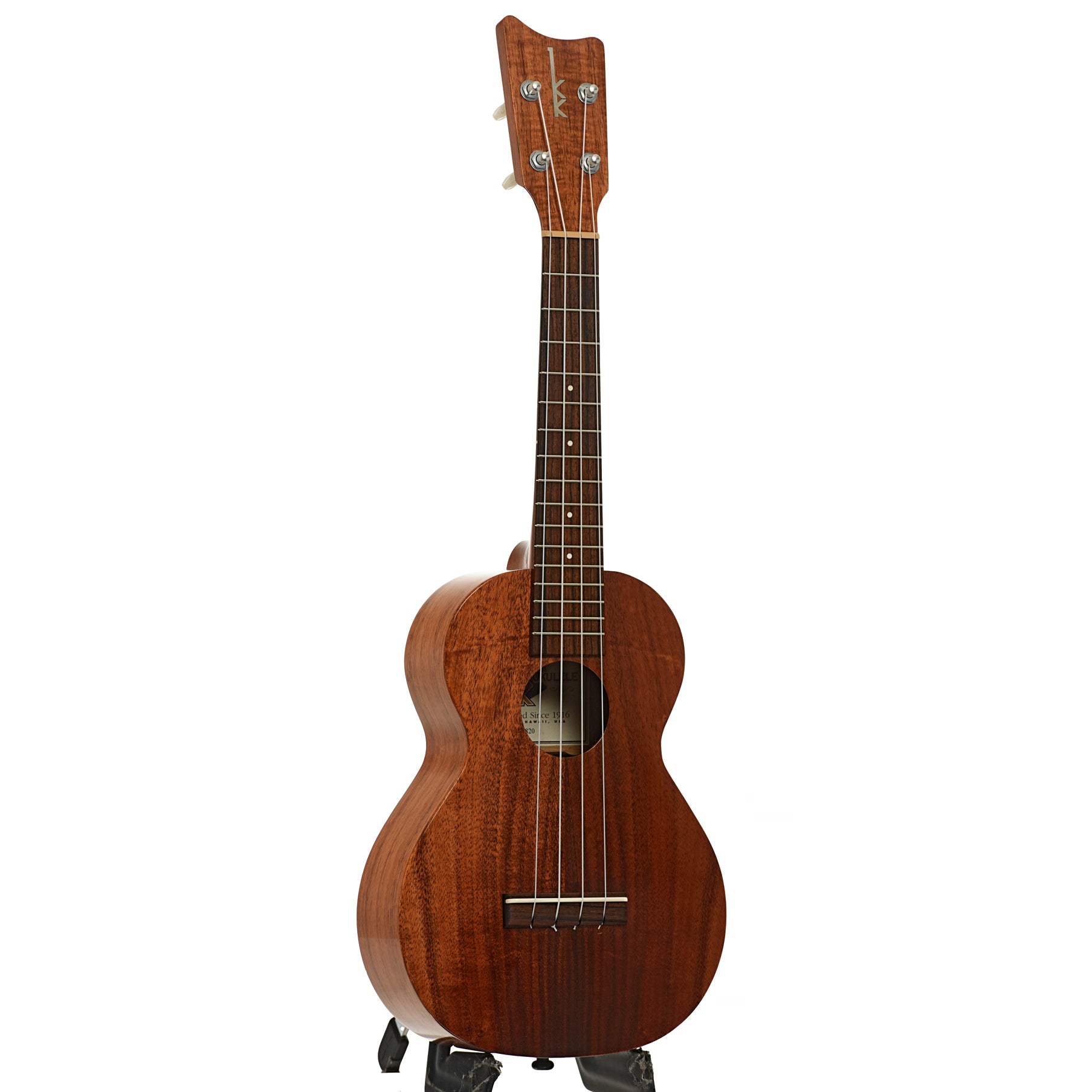 Full front and side of Kamaka HF-2 Concert Ukulele