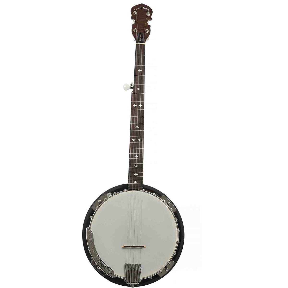 Full Front of Gold Tone CC-100R+ Cripple Creek Acoustic-Electric Resonator Banjo & Gigbag