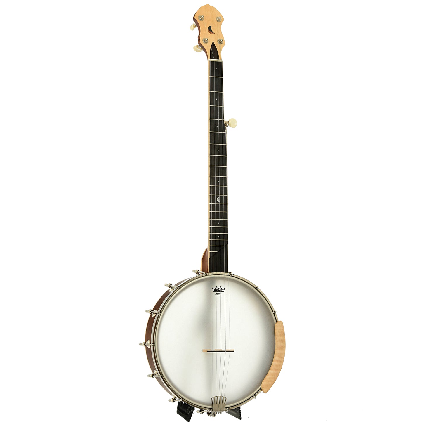 Full front and side of Gold Tone Lefthanded HM-100 High Moon Openback Banjo 