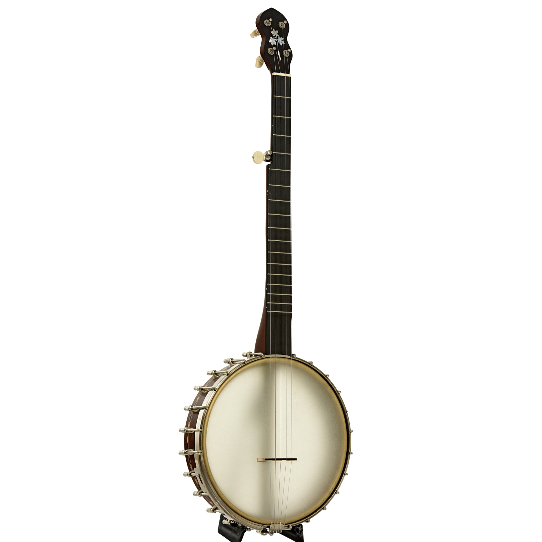 Full front and side of Cedar Mountain A1V Appalachian Open Back Banjo