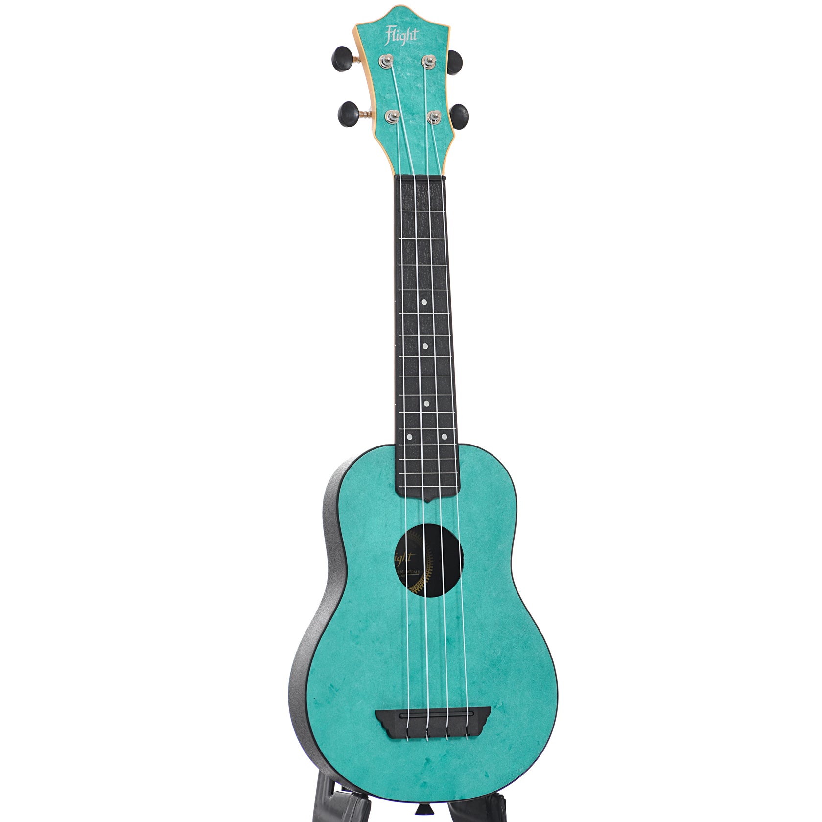 Full front and side of Flight Travel Series TUS65 Emerald Soprano