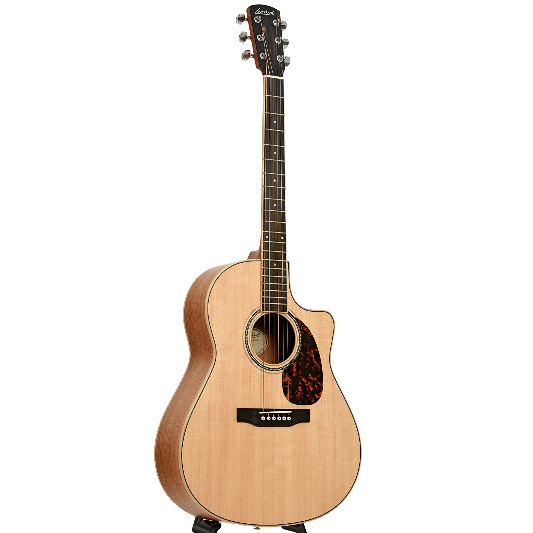 Full front and side of Larrivee LV-03 Recording Series L Body Acoustic Guitar