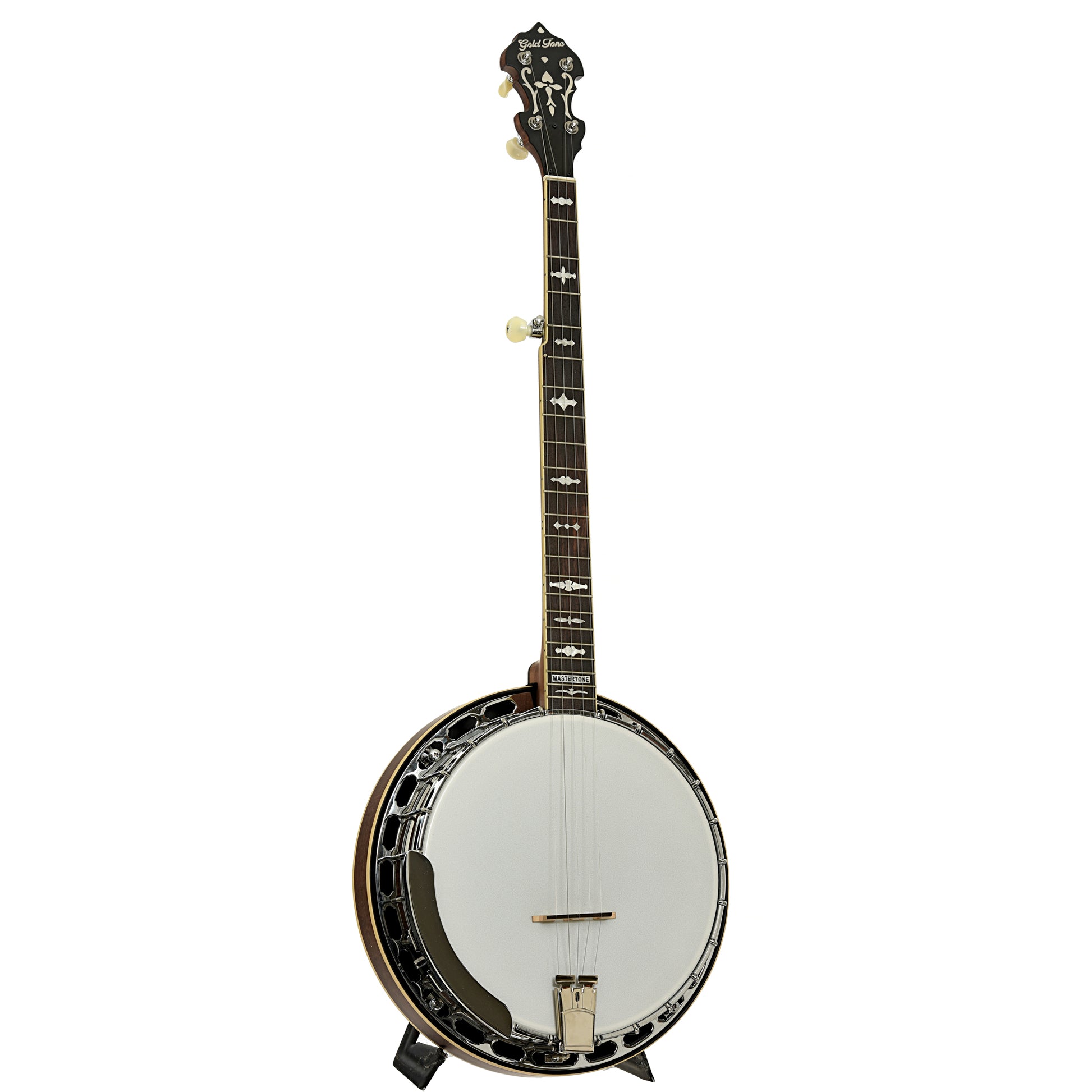 Full front and side of Gold Tone OB-150 Resonator Banjo