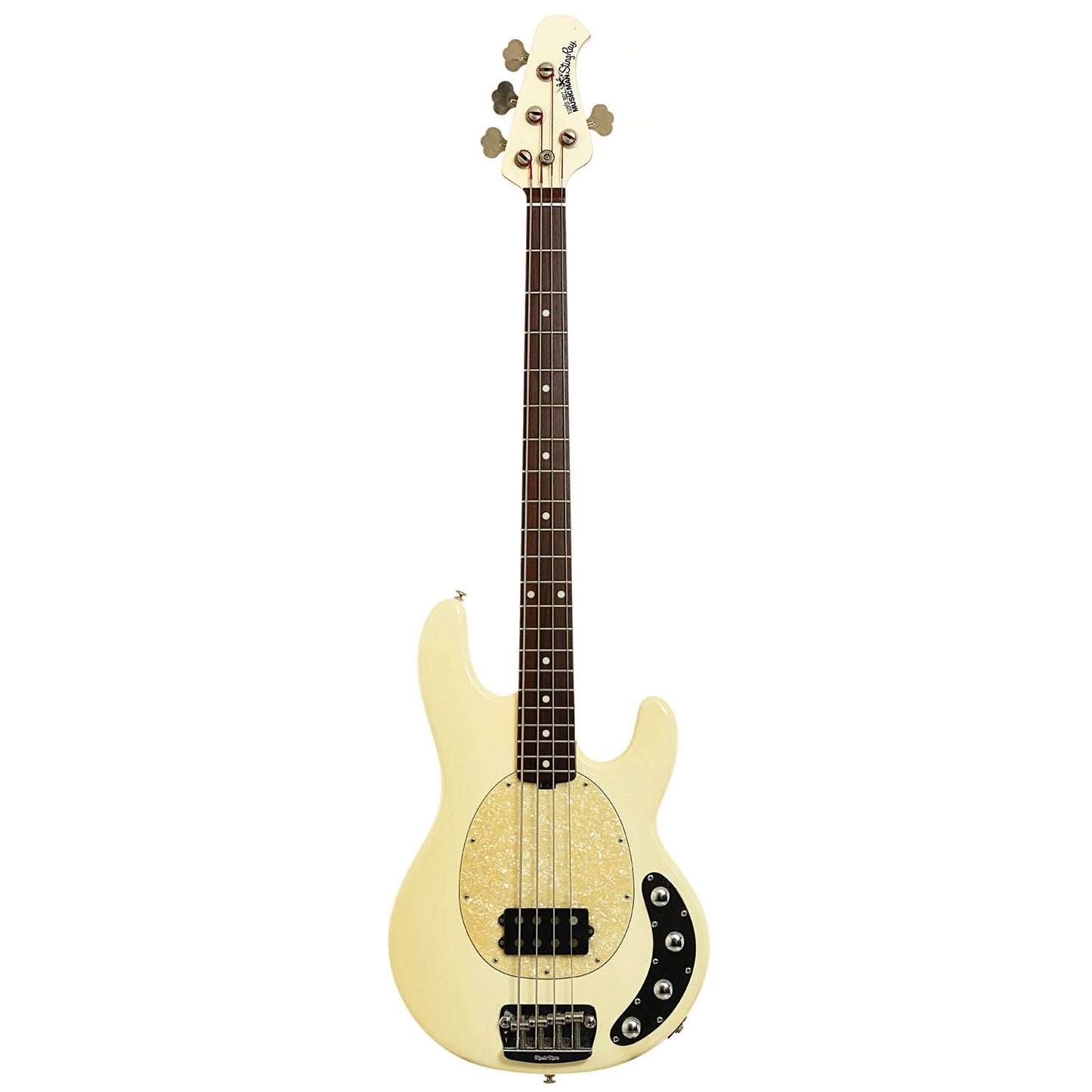 Full front of Earnie Ball Music Man Stingray 4-String Electric Bass 