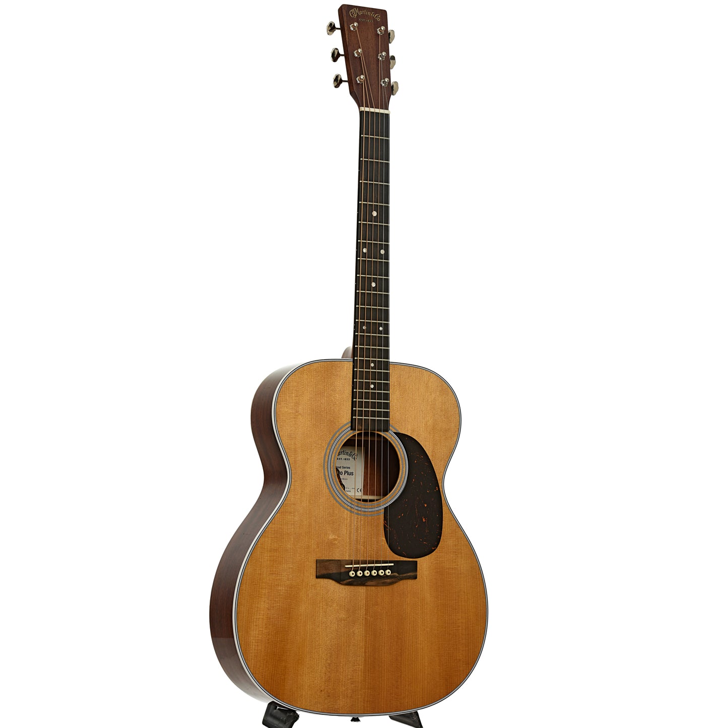 Full front and side of Martin 000E Retro Plus Granadillo Guitar