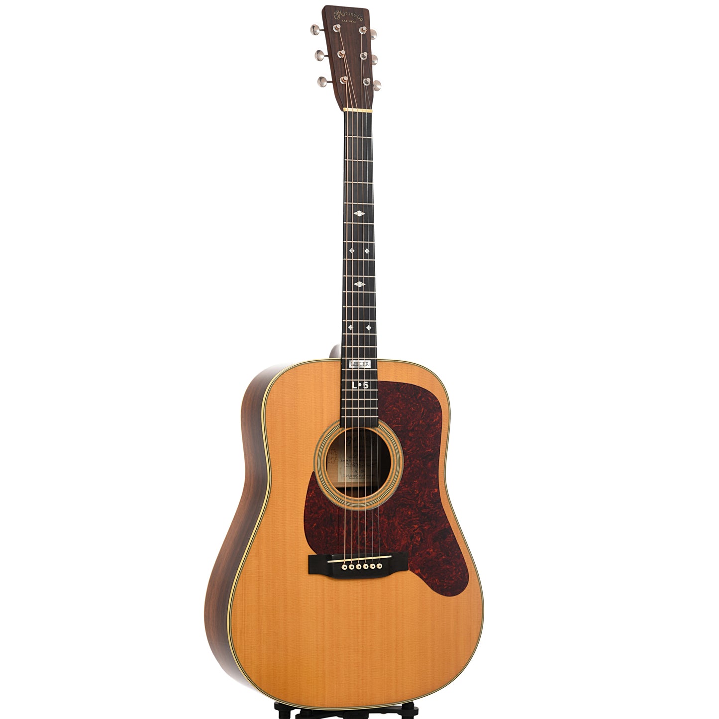 Full front and side of Martin D-28LF Lester Flatt Commemorative Edition Acoustic Guitar