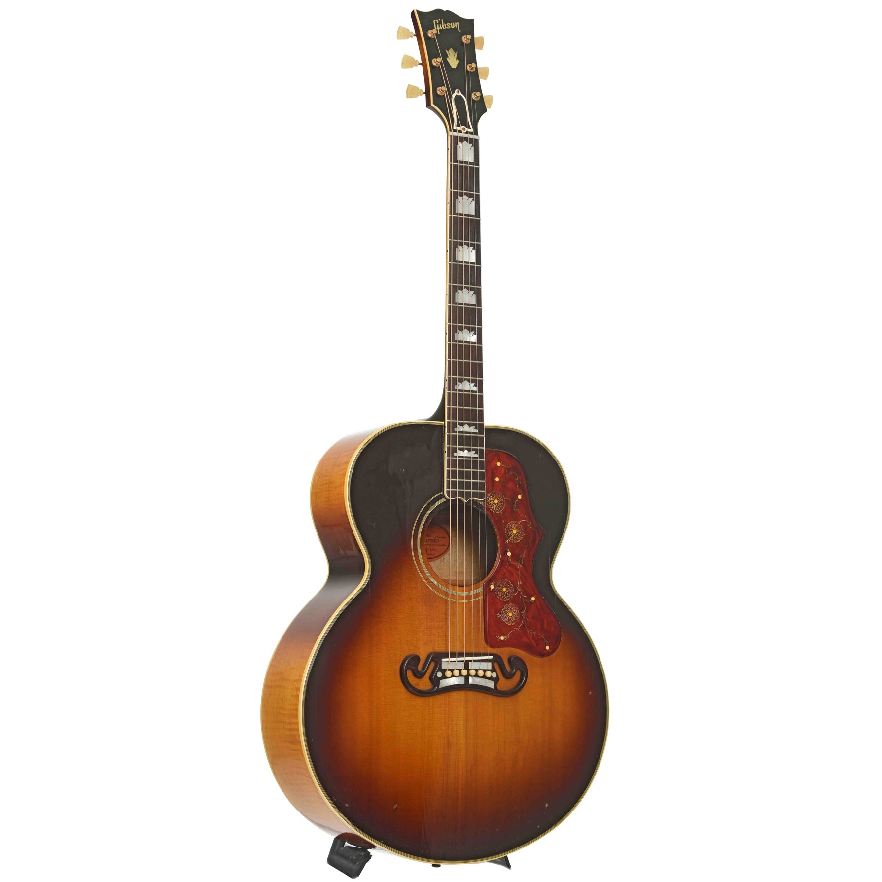 Full front and side of Gibson J-200 Jumbo Acoustic Guitar 