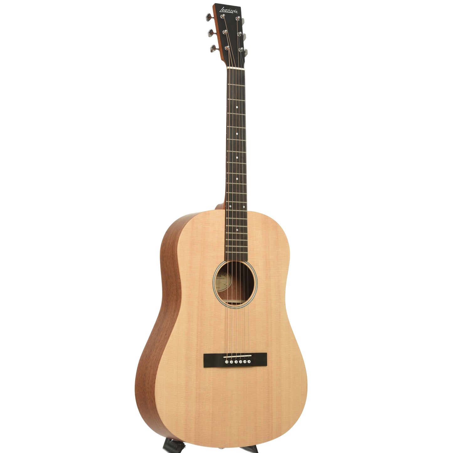 Full front and side of Larrivee Simple 6 D Dreadnought Acoustic Guitar