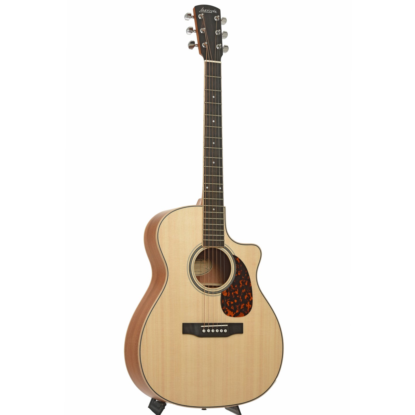 Full front and side of Larrivee OMV-03E Recording Series Acoustic-Electric Guitar