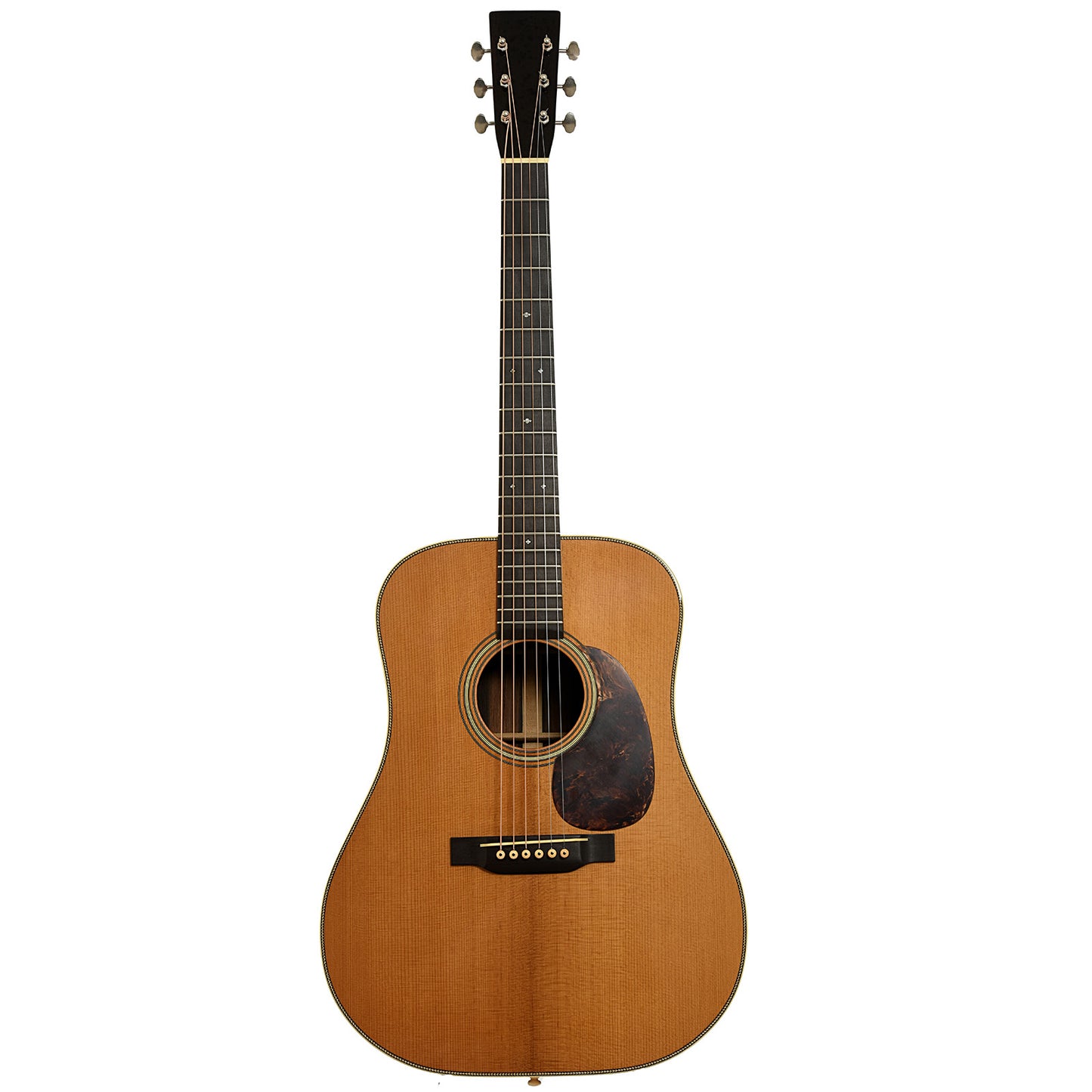 Full front of Pre-War Guitars Co. Herringbone Brazilian Rosewood Dreadnought Acoustic Guitar, Level 1 Aging