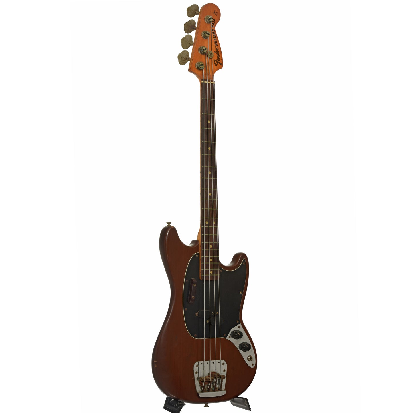 Full front and side of Fender Mustang Electric Bass