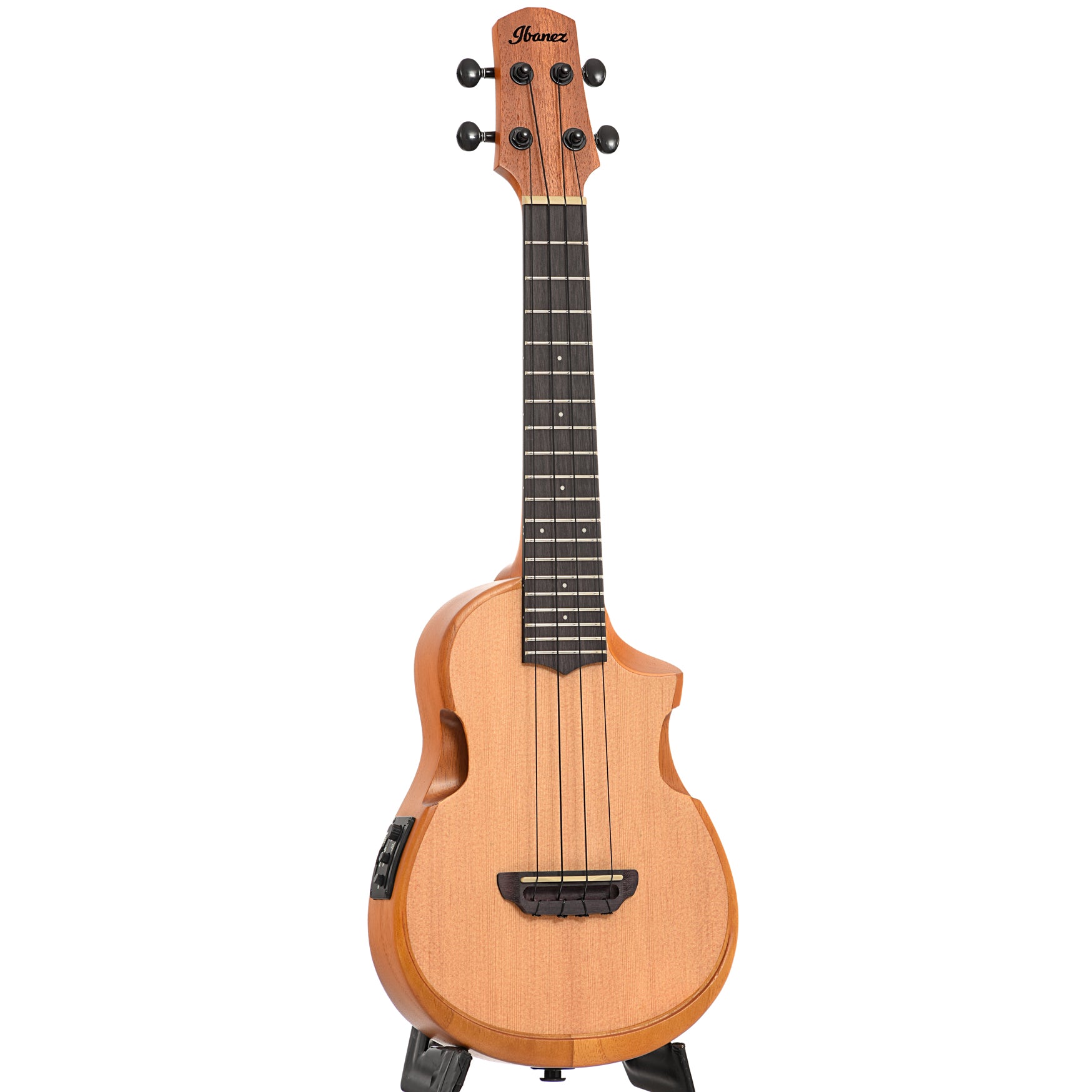 Full front and side of Ibanez AUC10E Acoustic-Electric Concert Ukulele