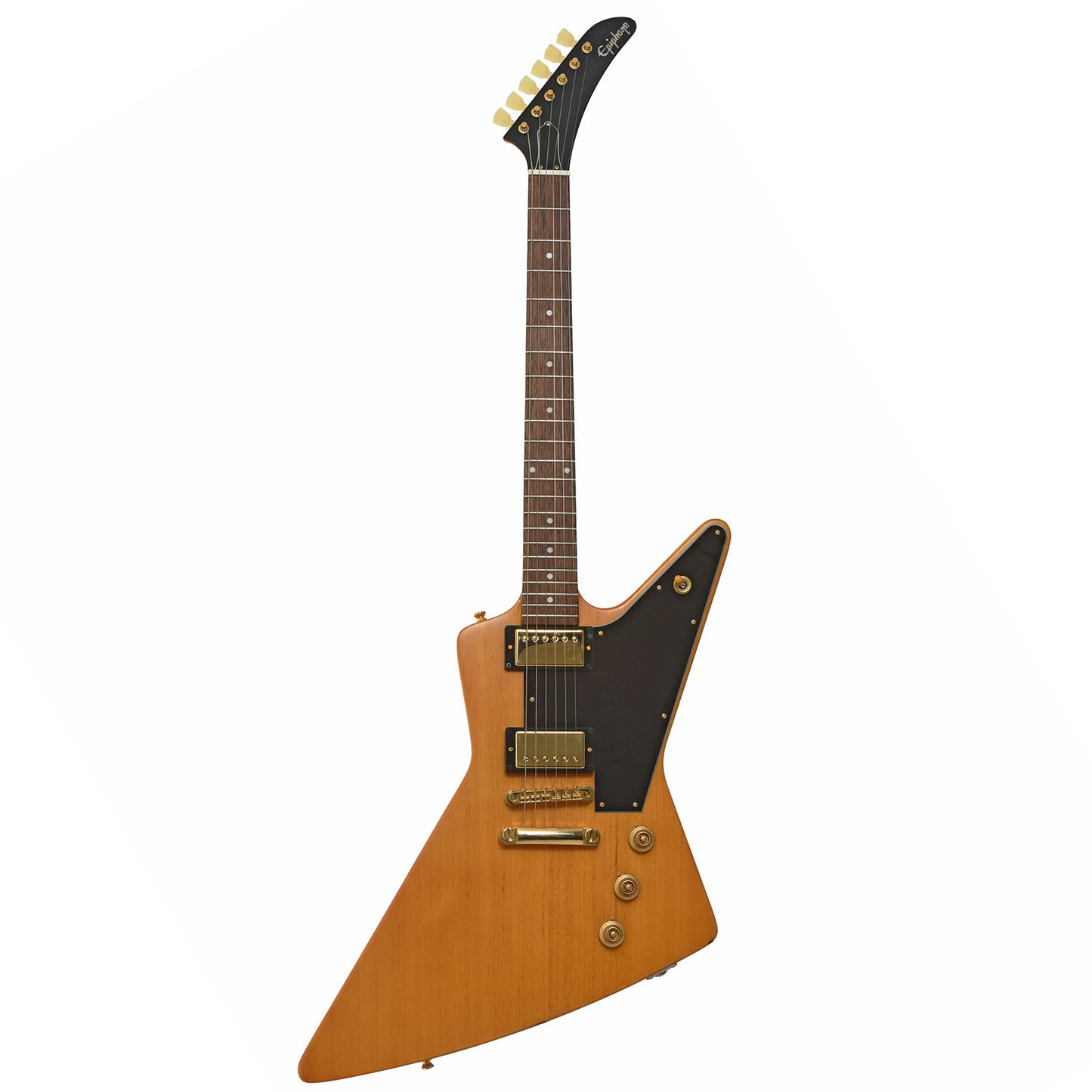 Full front of Epiphone '58 Korina Explorer Electric Guitar